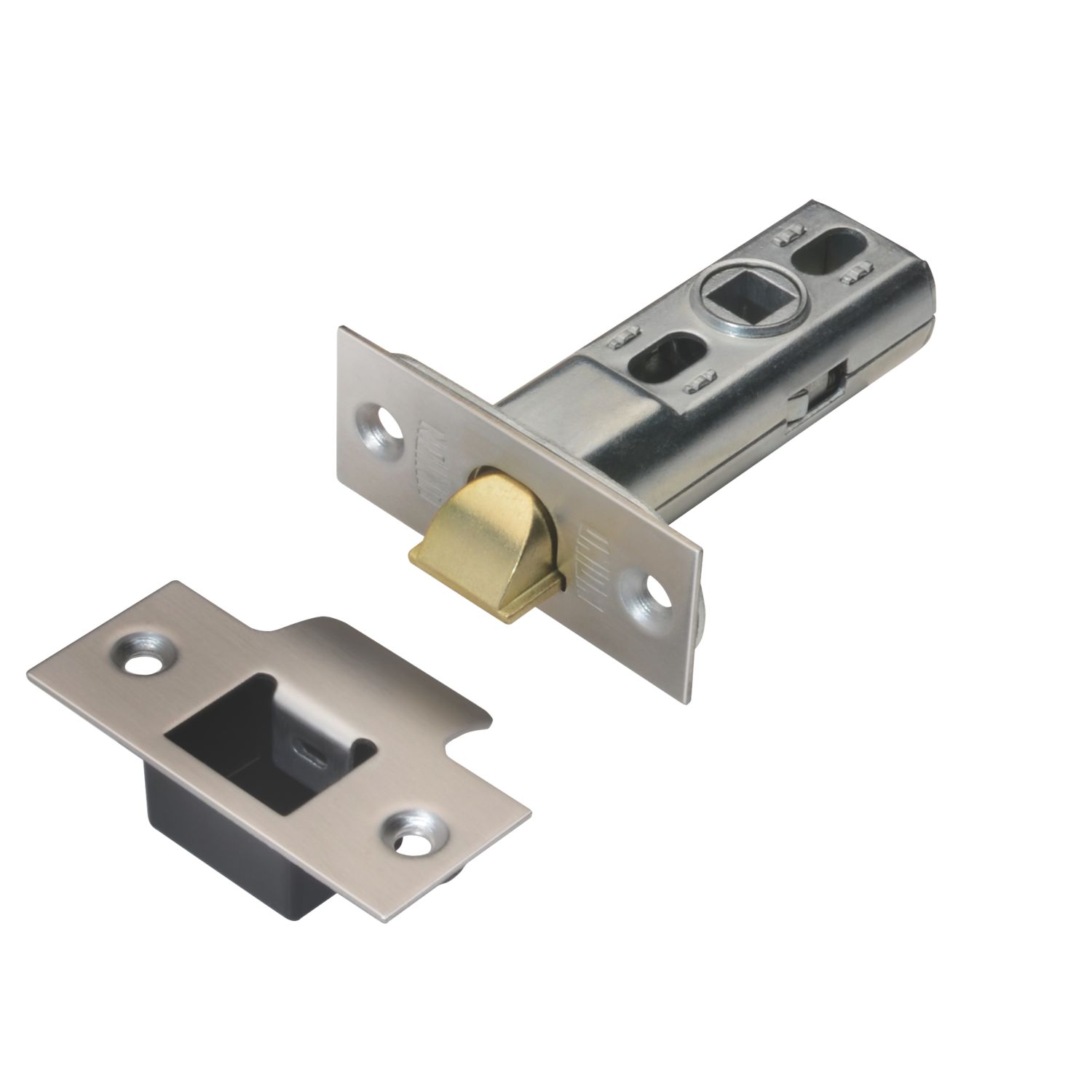 Union Polished Brass/Stainless Steel Heavy Duty Tubular Mortice Latch 70mm Case - 45mm Backset (1934P)