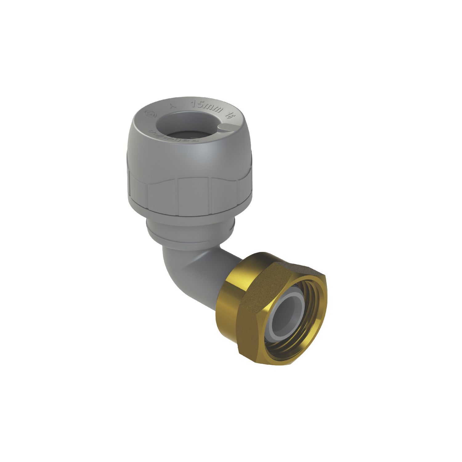 PolyPlumb Enhanced Plastic Push-Fit Angled Tap Connector 15mm x 1/2" (193RF)
