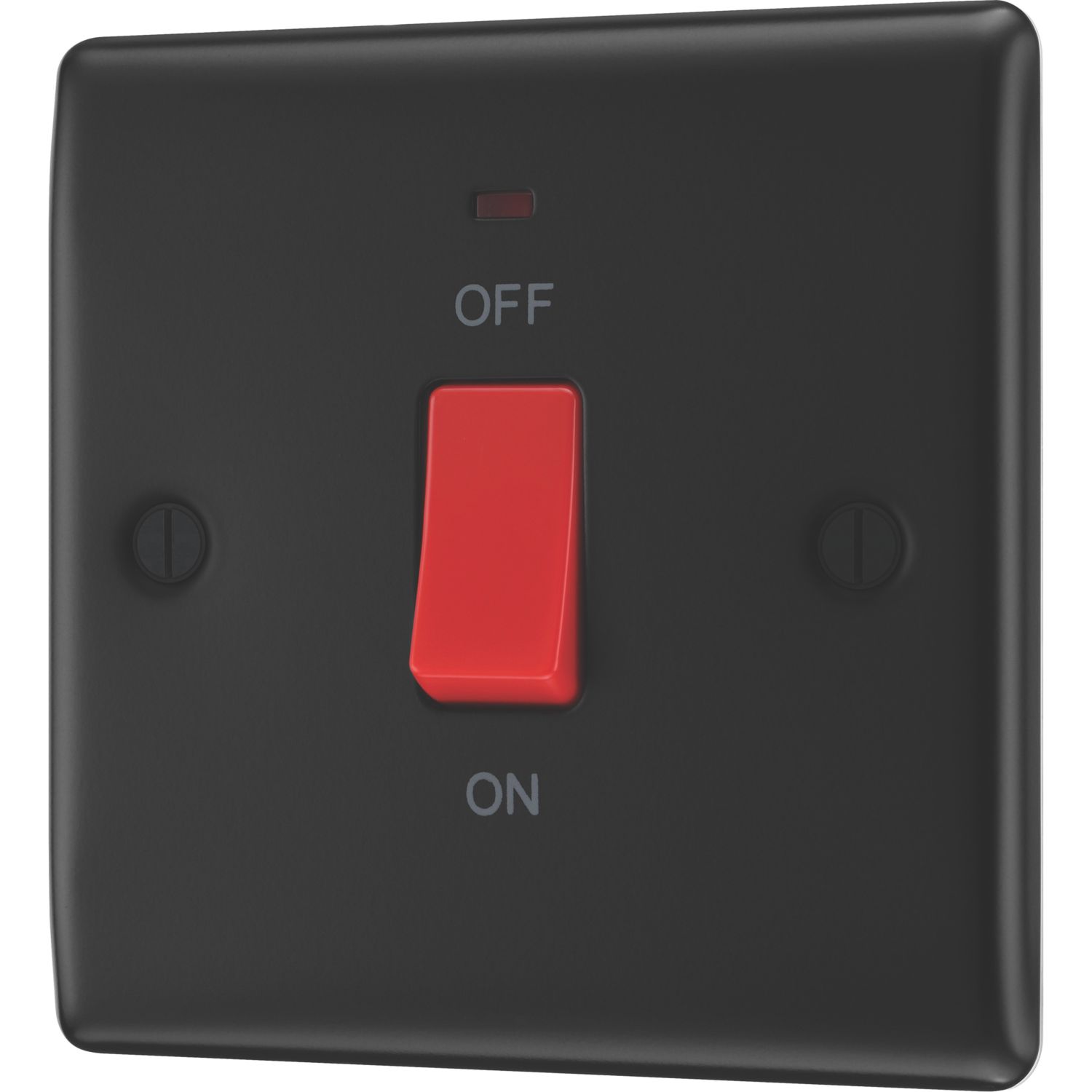British General Nexus Metal 45A 2-Gang DP Cooker Switch Matt Black with LED (197PM)