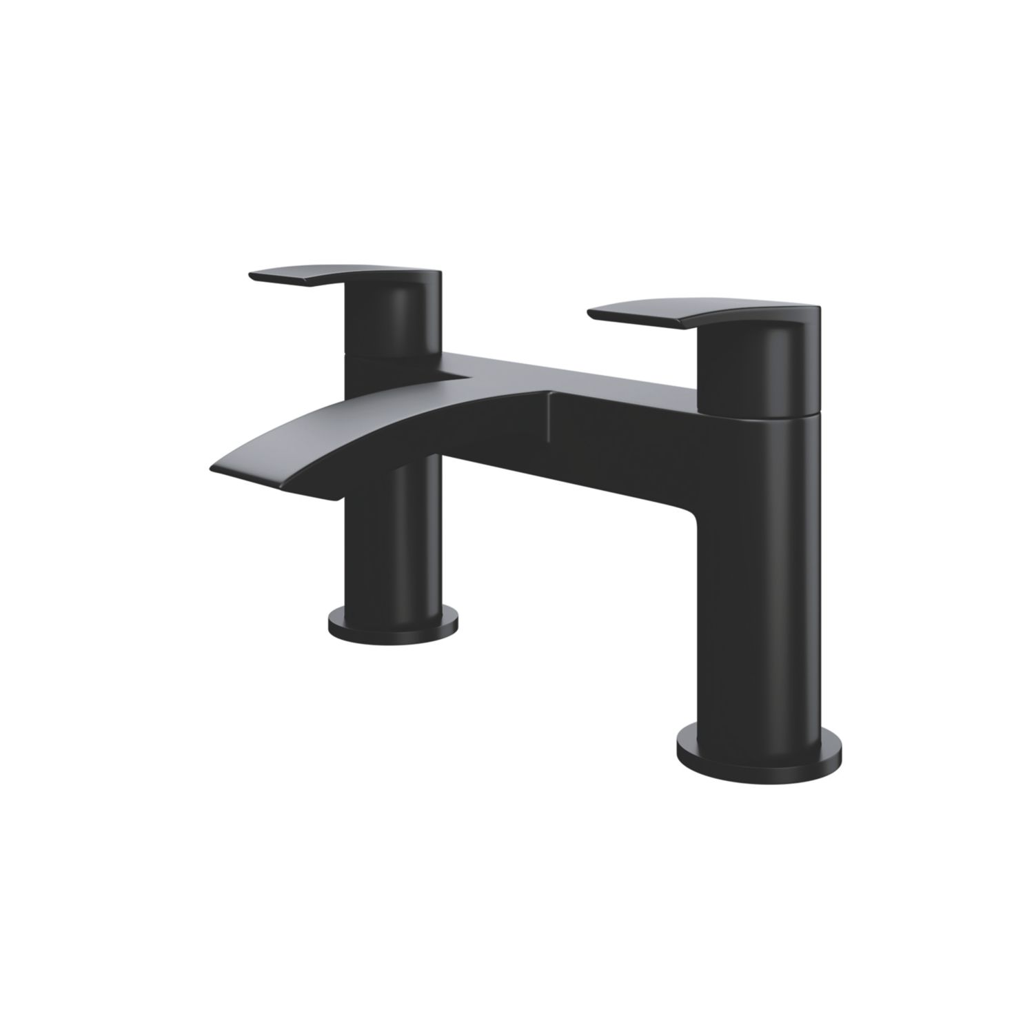 ETAL Spear Matt Black 123mm Deck Mounted Lever 2 Tap Holes Bath Mixer Tap (197YU)