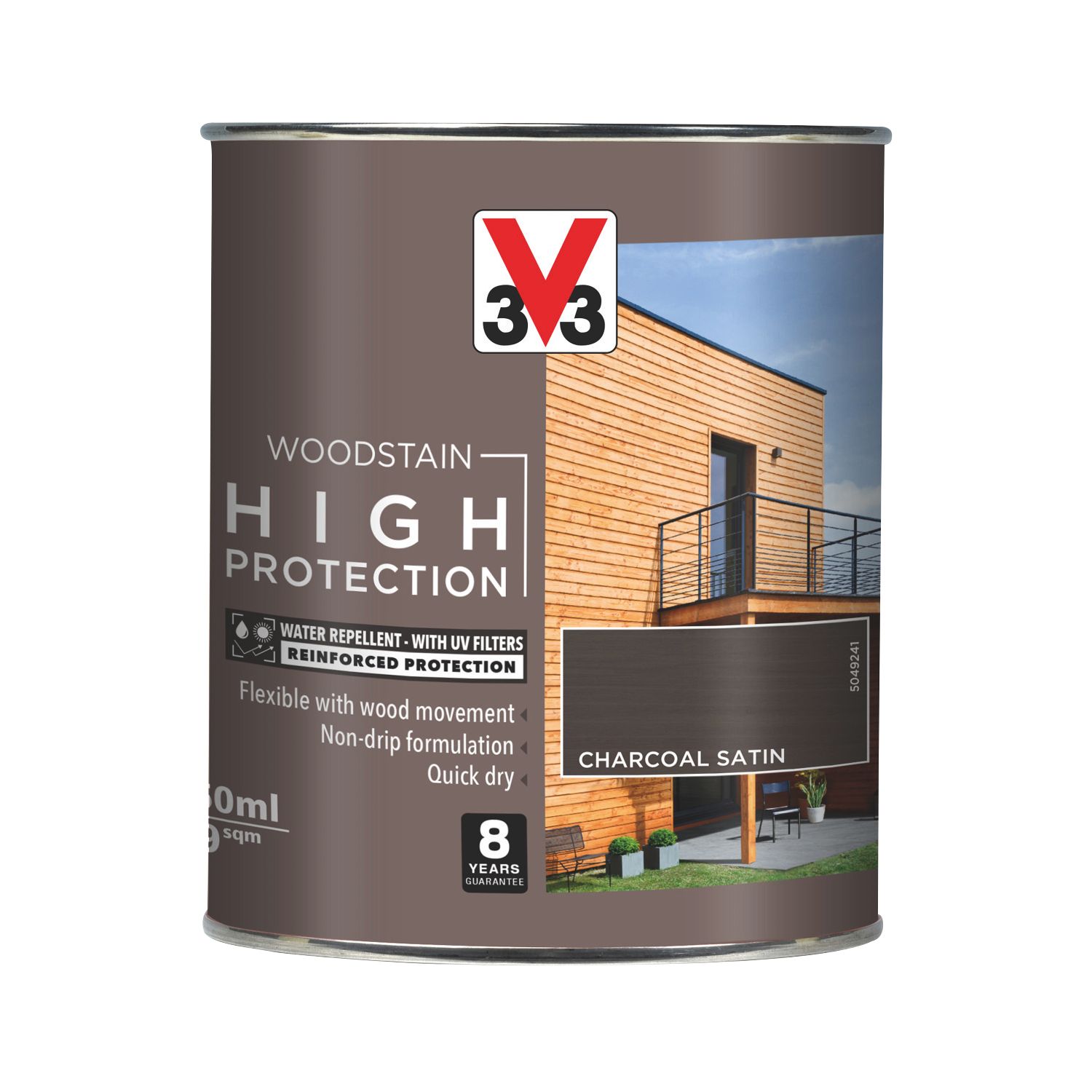 V33 750ml Charcoal Satin Water-Based Exterior Wood Stain (198JY)