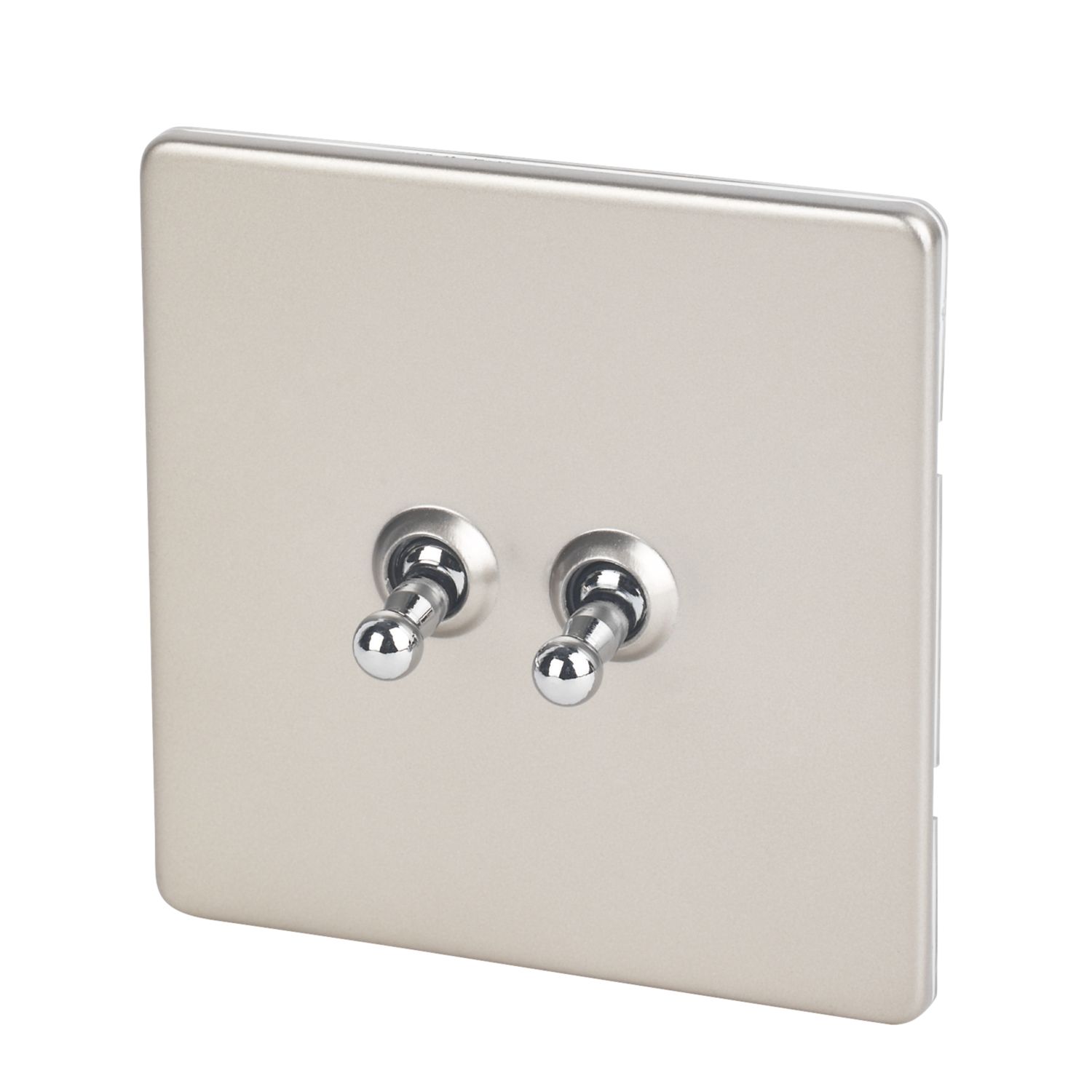 Varilight 10AX 2-Gang 2-Way Toggle Switch Satin Chrome (2003H)
