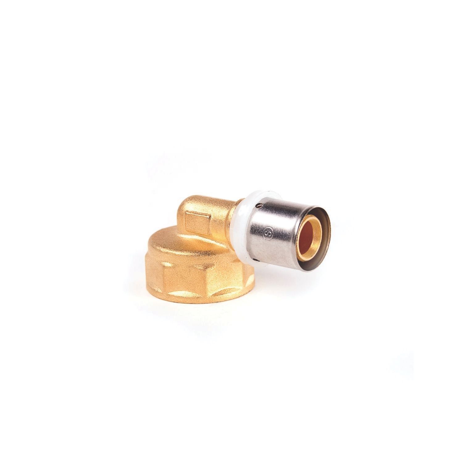 Instantor Brass Press-Fit Adapting 90° Multilayer x Female Elbow 16mm x 1/2" (201CE)