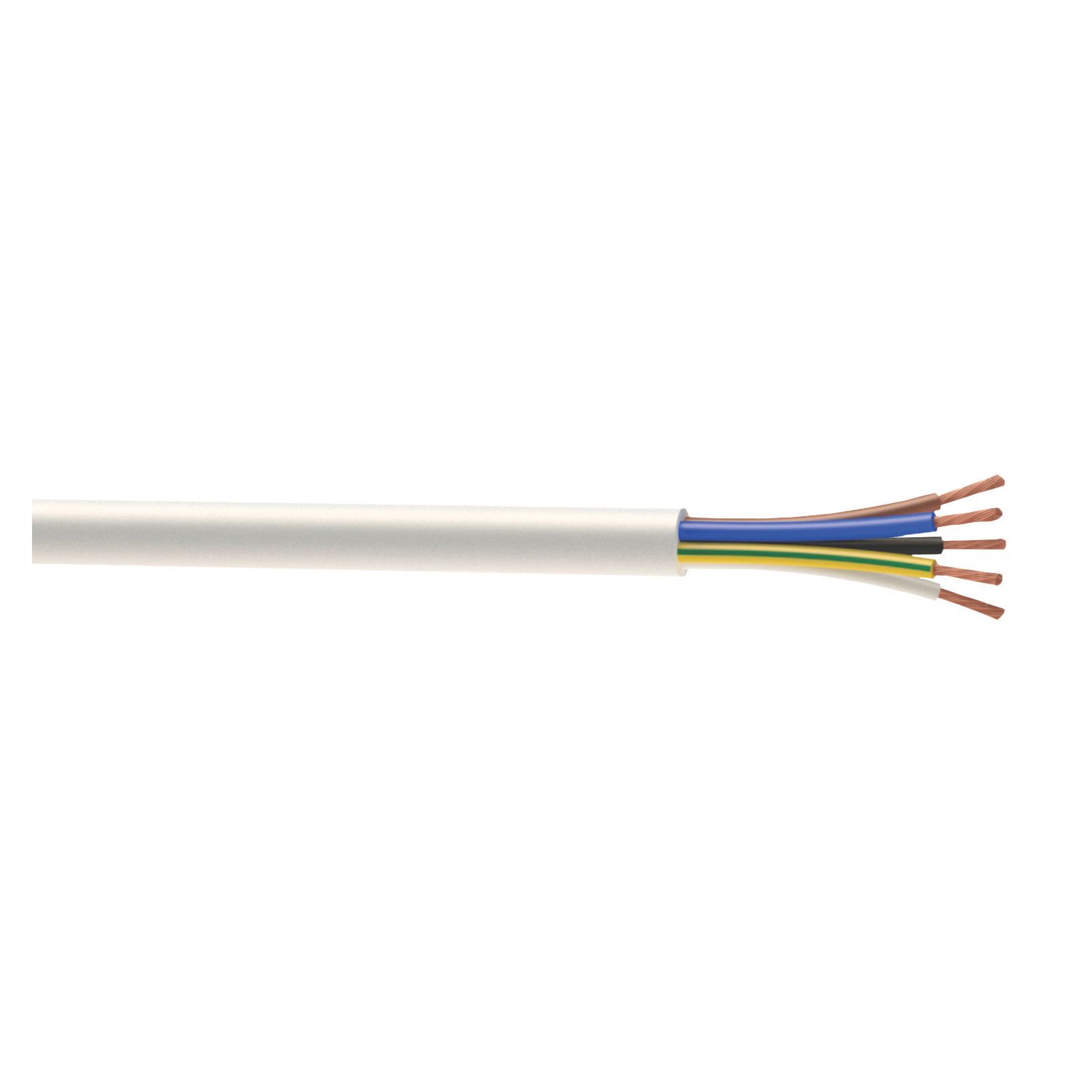 Time 3095Y White 5-Core 0.75mm² Heat Resistant Cable 50m Drum (20292)
