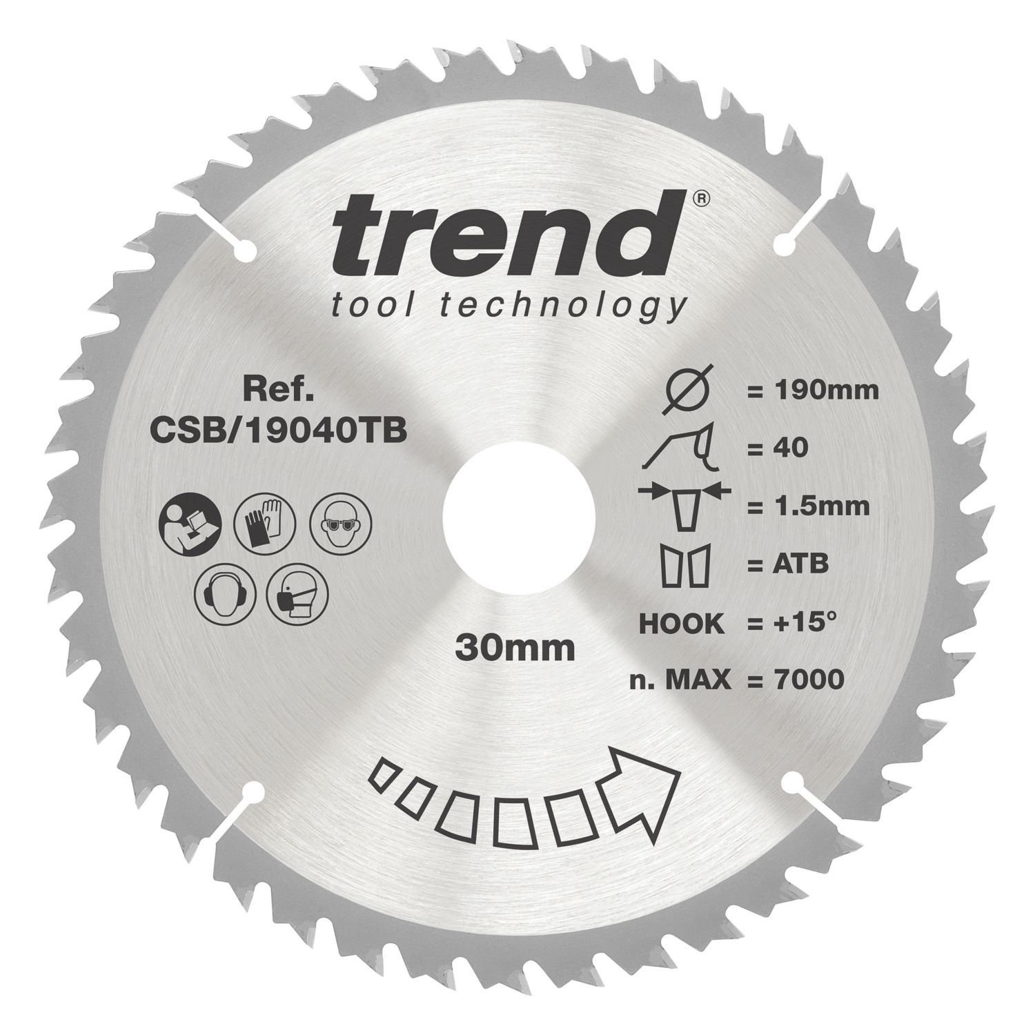 Trend Wood/Chipboard/MDF Circular Saw Blade 190mm x 30mm 40T (202AF)