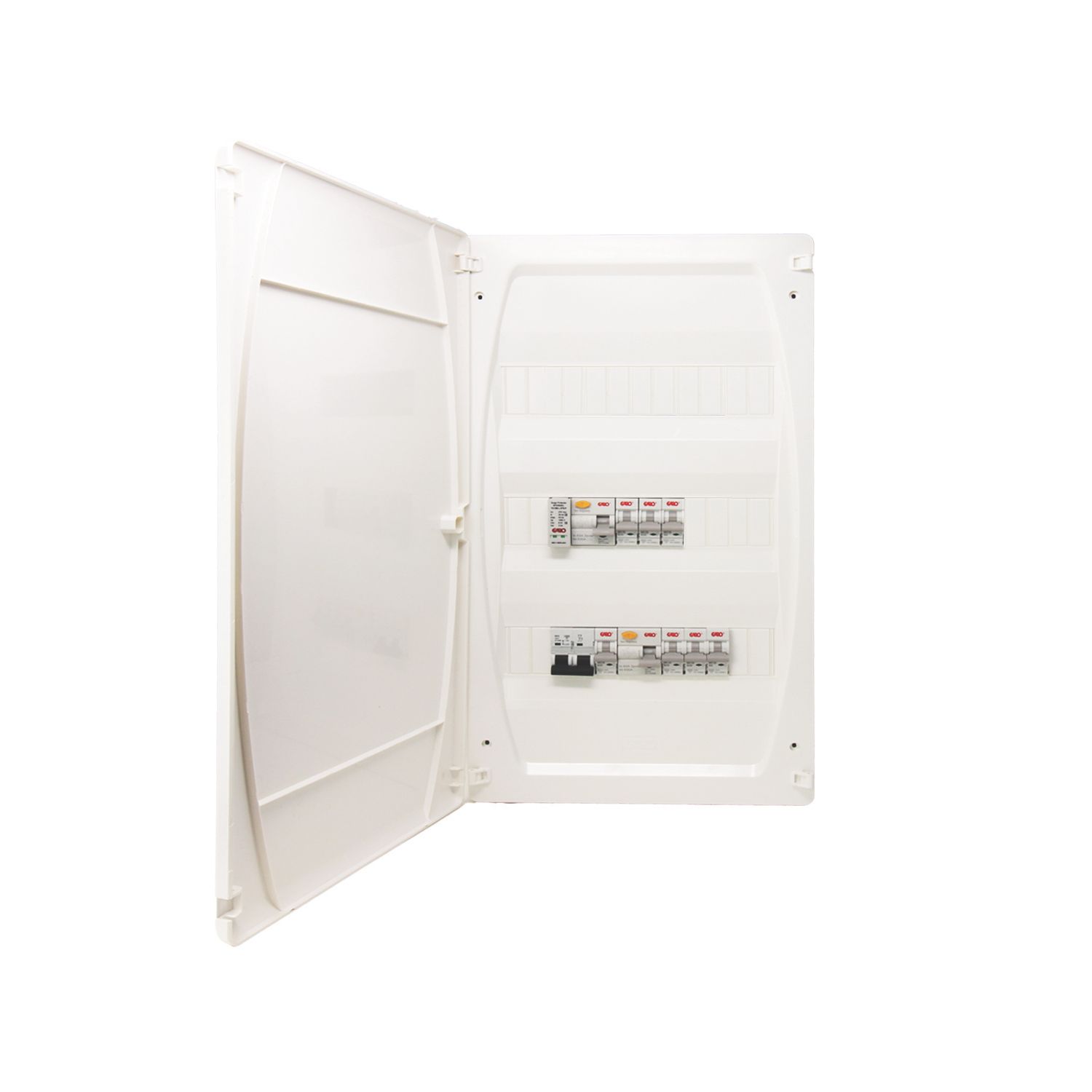 Garo G336B-7AS 36-Module 7-Way Populated Dual RCD Consumer Unit with SPD (202CX)