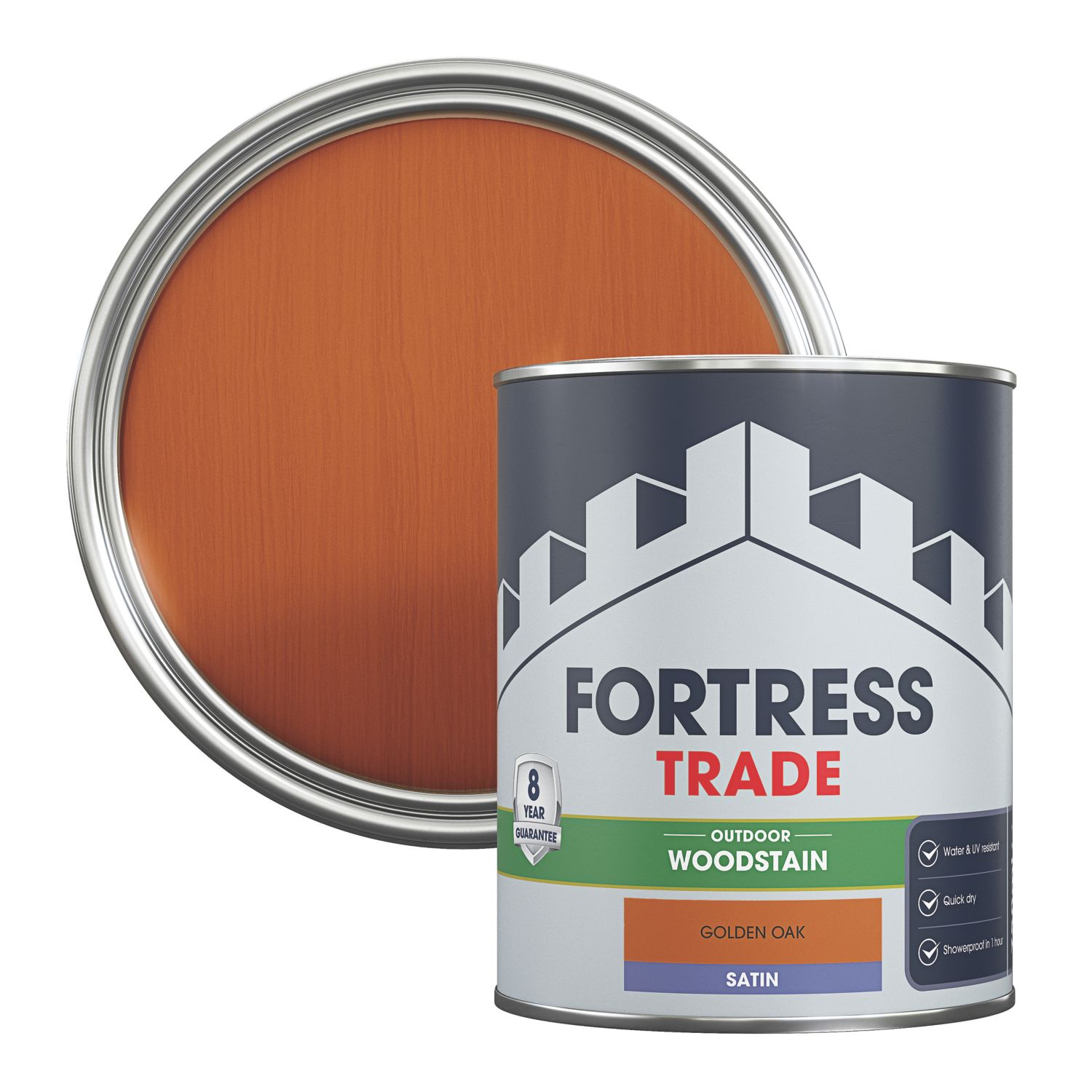 Fortress Trade 750ml Golden Oak Satin Water-Based Exterior Wood Stain (202PC)