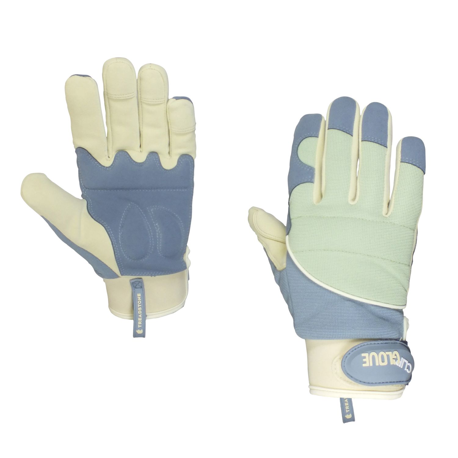ClipGlove Shock Absorber Womens Synthetic Leather Gardening Gloves Blue / Mint Medium (202YE)