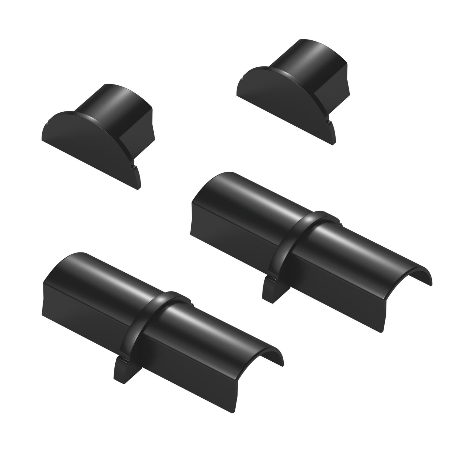 D-Line PVC Black Micro Trunking Connector End Cap Pack 4 Pieces (203RA)