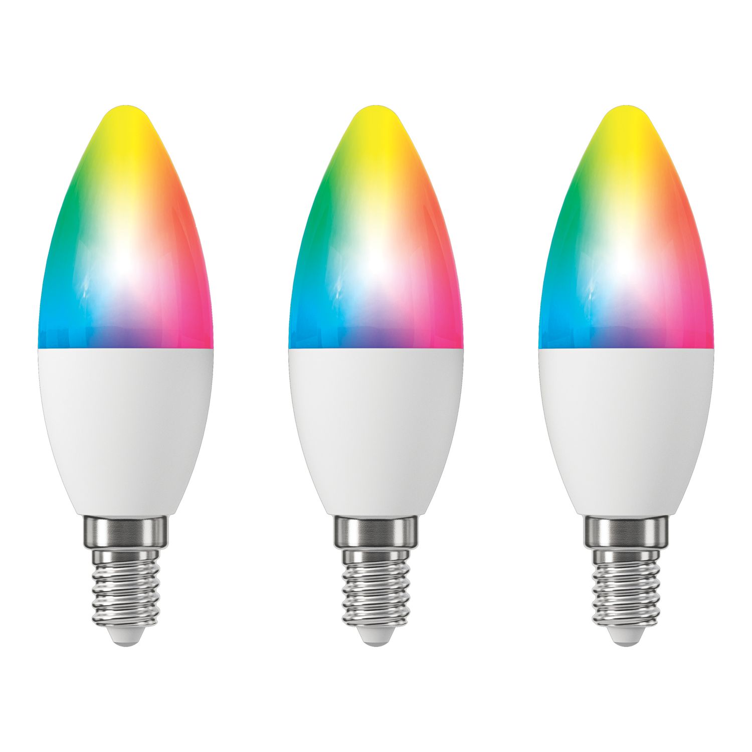 LAP E14 Candle RGB & White LED Smart Light Bulb 4.2W 470lm 3 Pack (205FM)