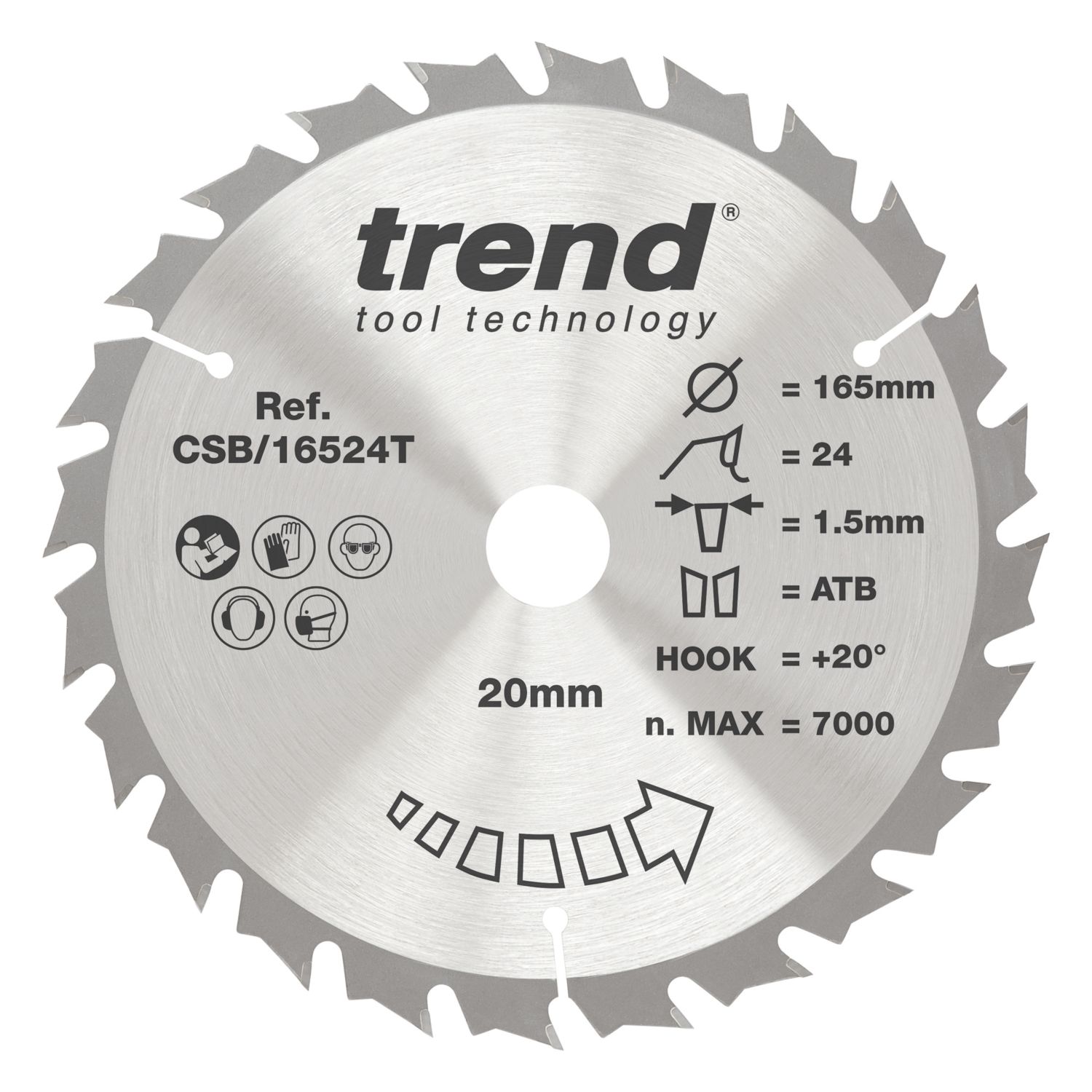 Trend CSB/16524T Wood Thin Kerf Combination Circular Saw Blade for Cordless Saws 165mm x 20mm 24T (205XG)
