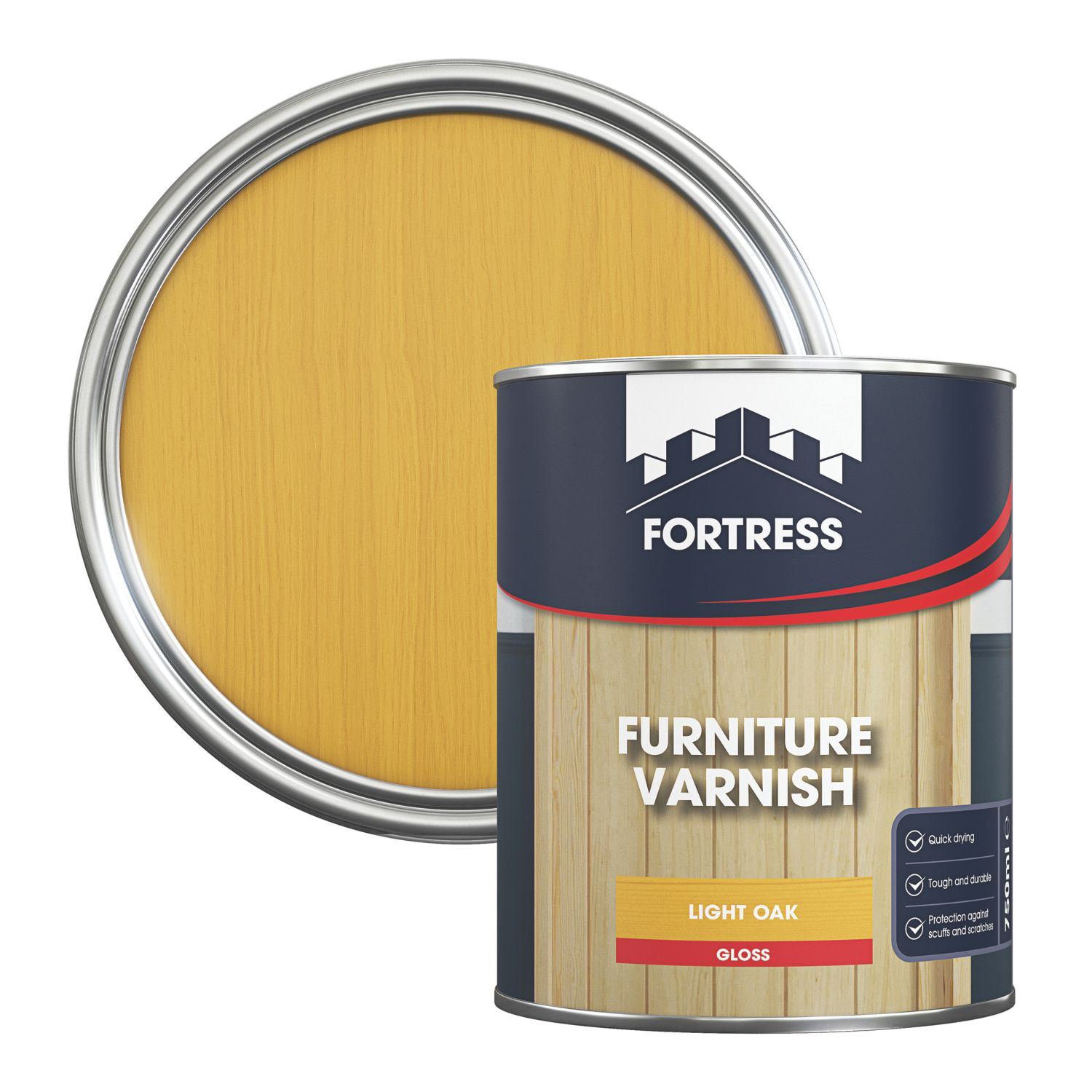 Fortress 750ml Light Oak Gloss Water-Based Interior Furniture Varnish (207JM)