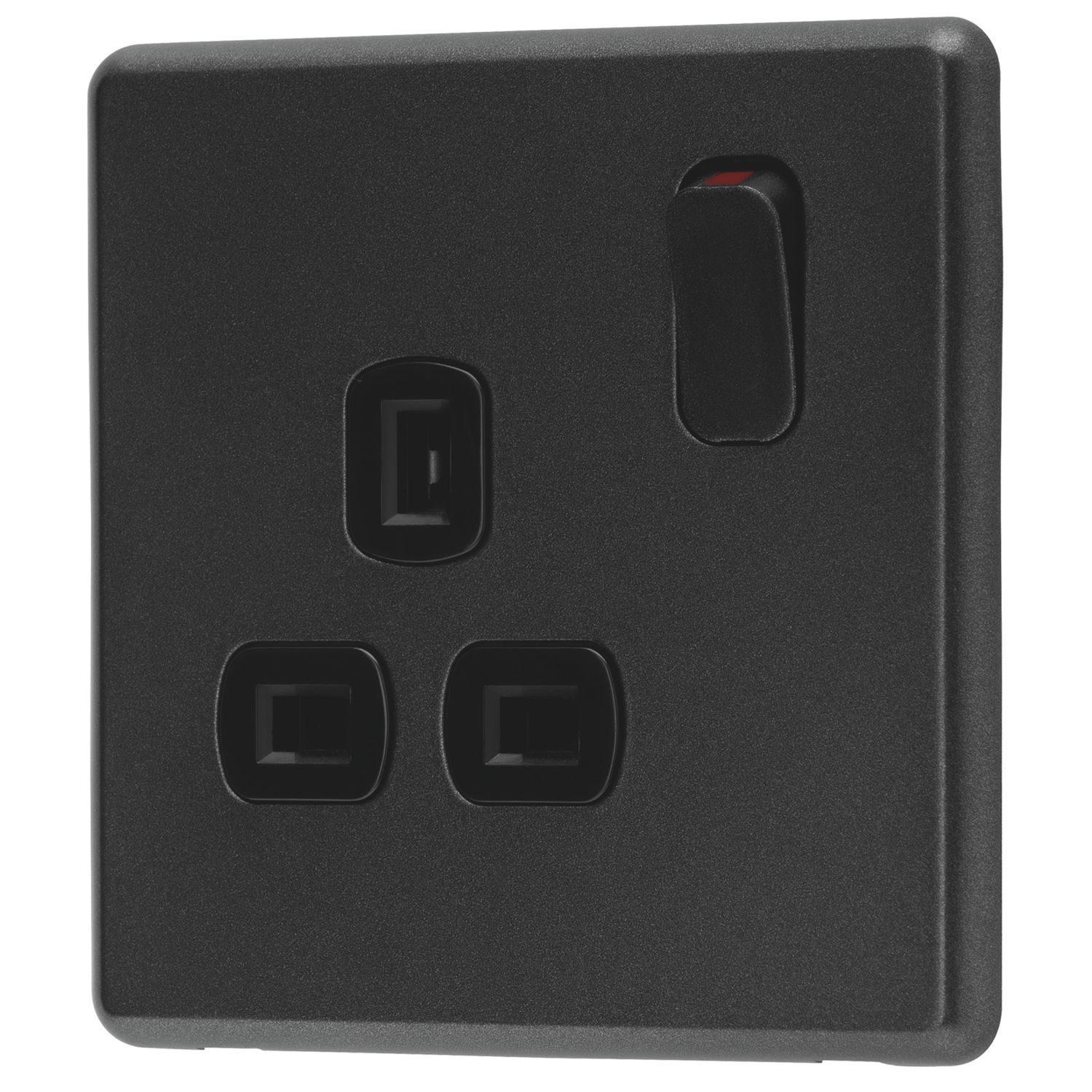 Arlec 13A 1-Gang SP Switched Socket Charcoal with Black Inserts (207RU)