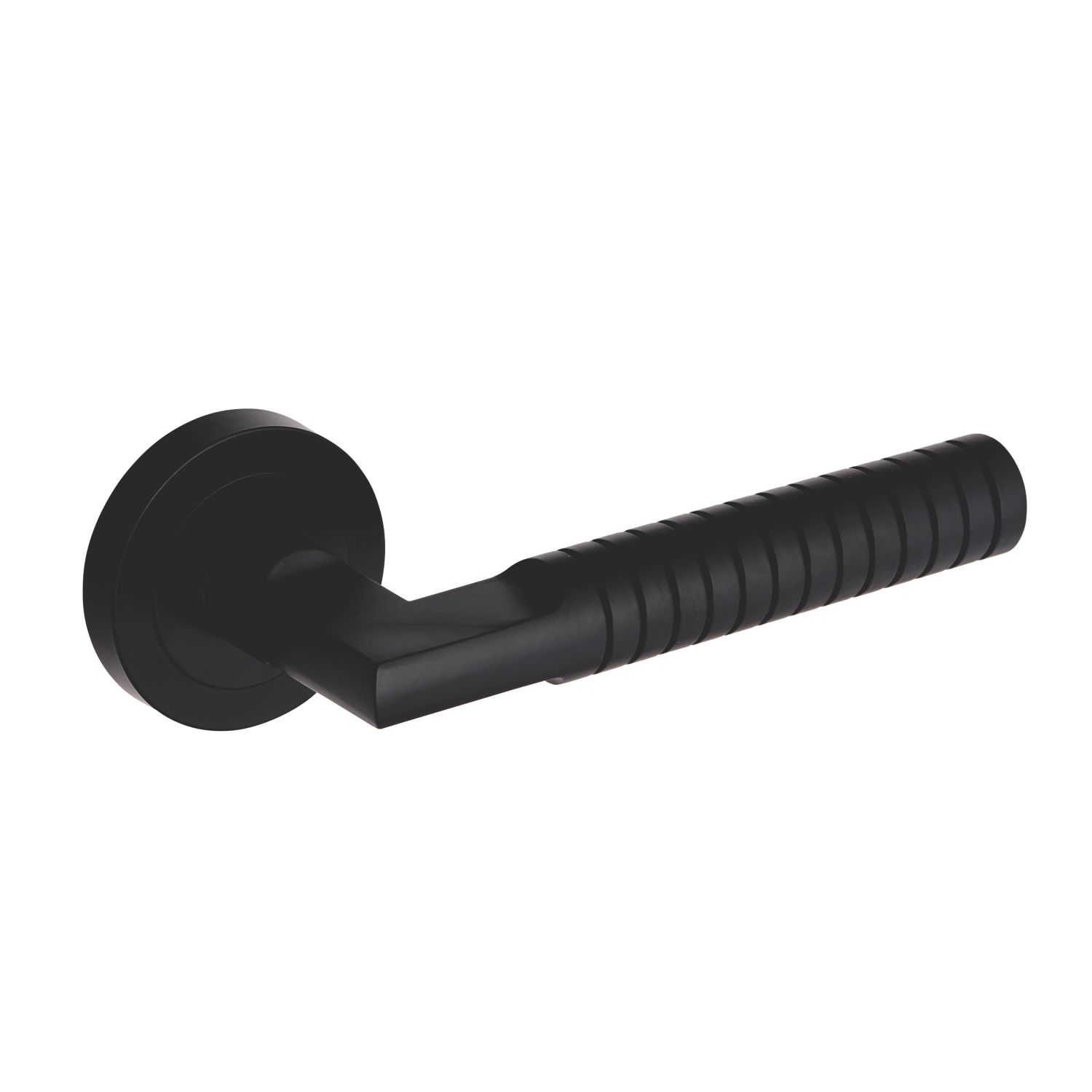 Smith & Locke Studland Fire Rated Lever on Rose Door Handles Pair Matt Black (208HY)