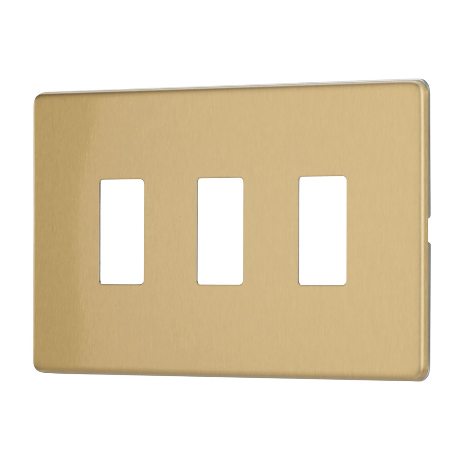 Contactum Lyric 3-Module Grid Faceplate Brushed Brass (209RR)