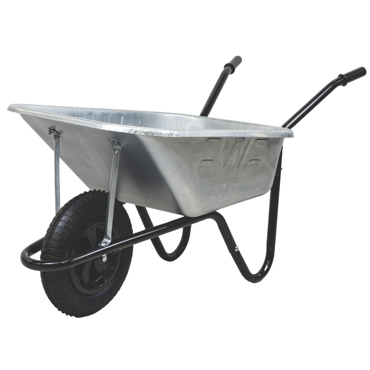 Walsall Professional Pneumatic Wheels Wheelbarrow Galvanised 120Ltr (211YM)