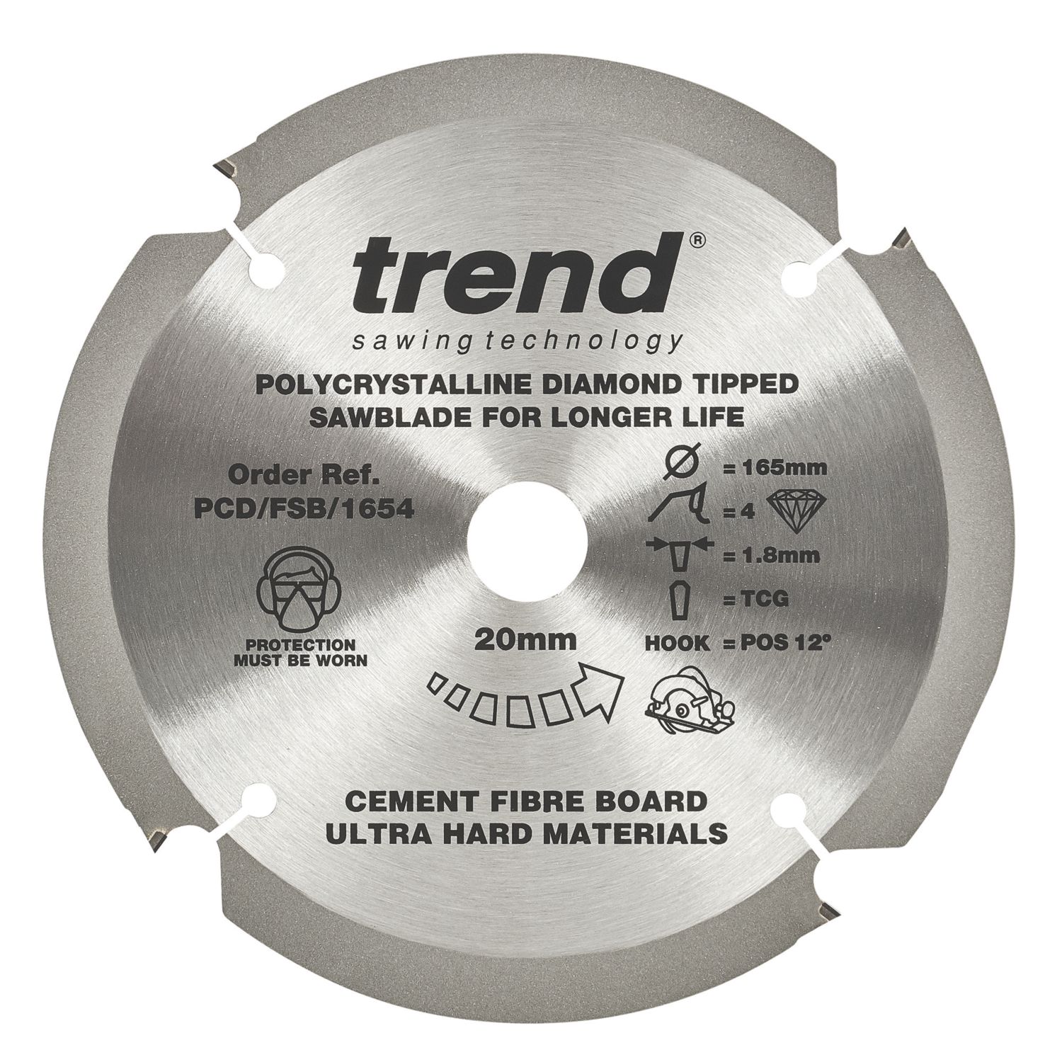 Trend PCD/FSB/1654 Multi-Material Saw Blade 165mm x 20mm 4T (213GY)