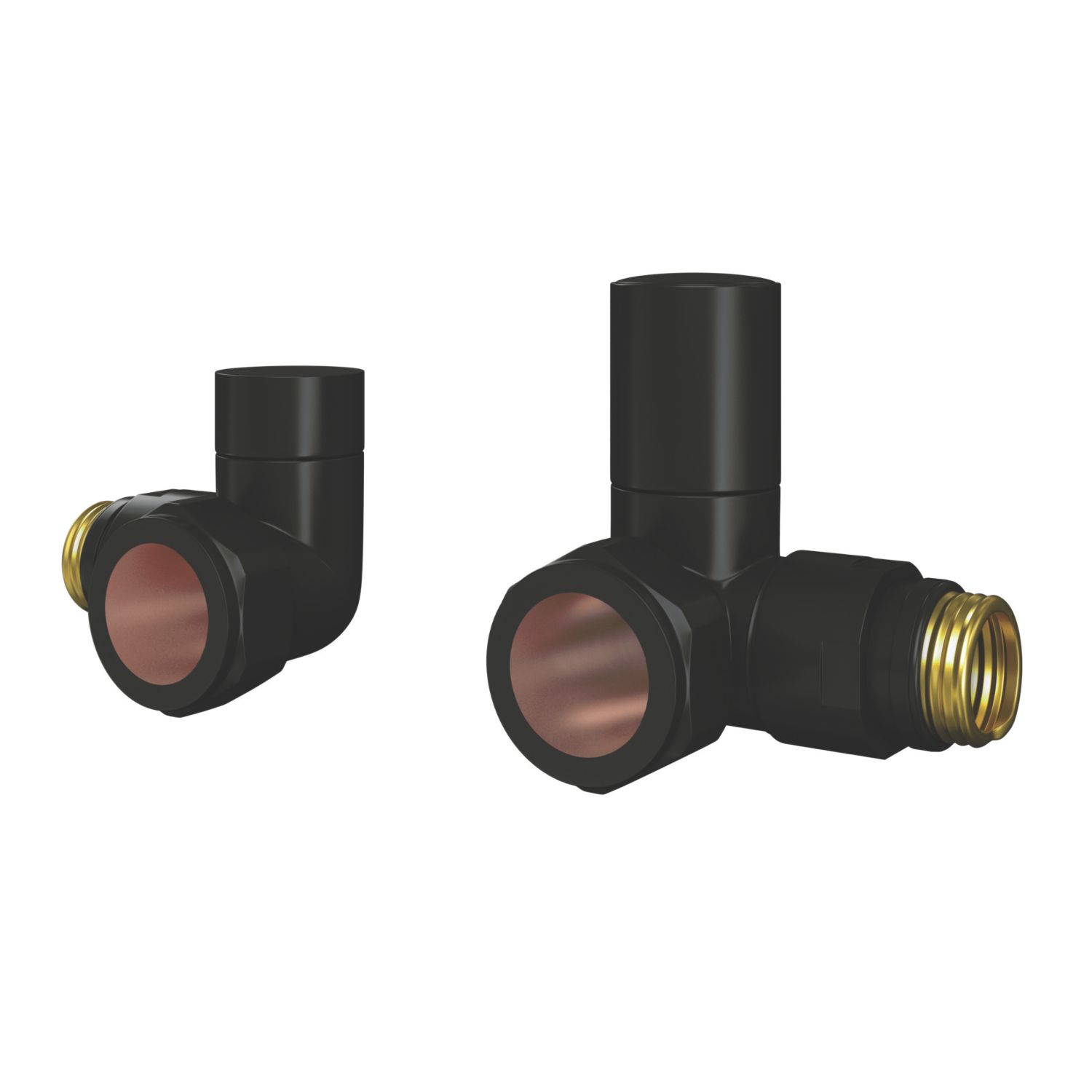 ETAL Rise 15mm x 1/2" Black Corner Designer Manual Radiator Valve Head & Body (213VV)