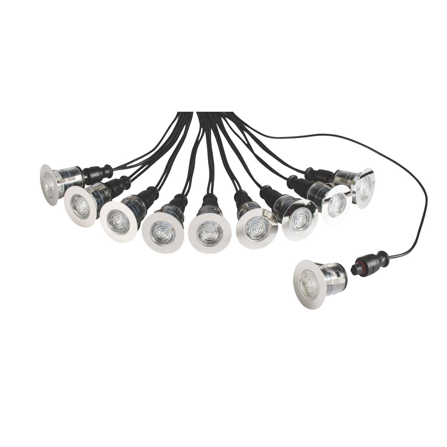 Saxby Ikon Pro 35mm Outdoor Round LED Deck Light Kit Polished Stainless Steel 7.5W 10 x 28lm 10 Pack (2152J)