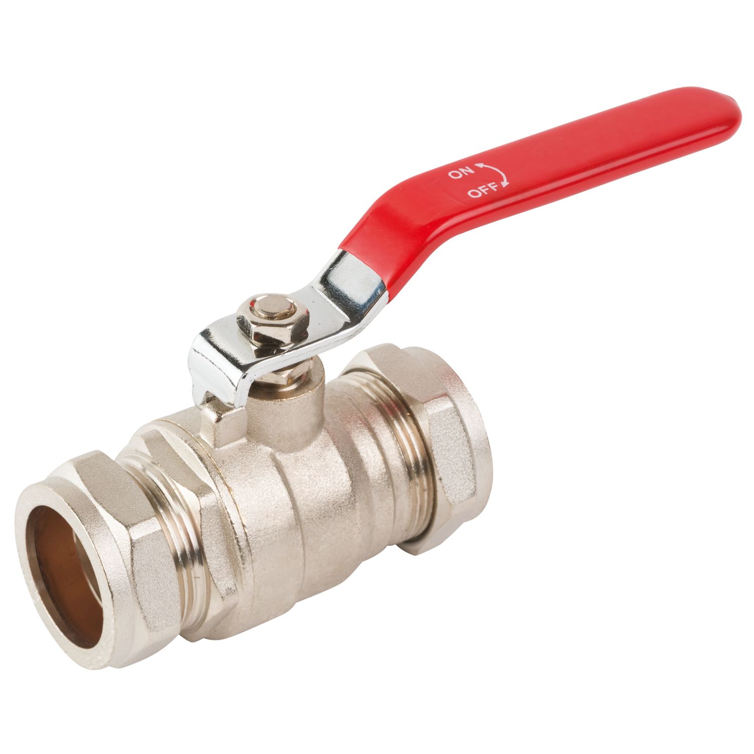 Midbrass Compression Full Bore 1" Lever Ball Valve with Blue/Red Handles (215HK)