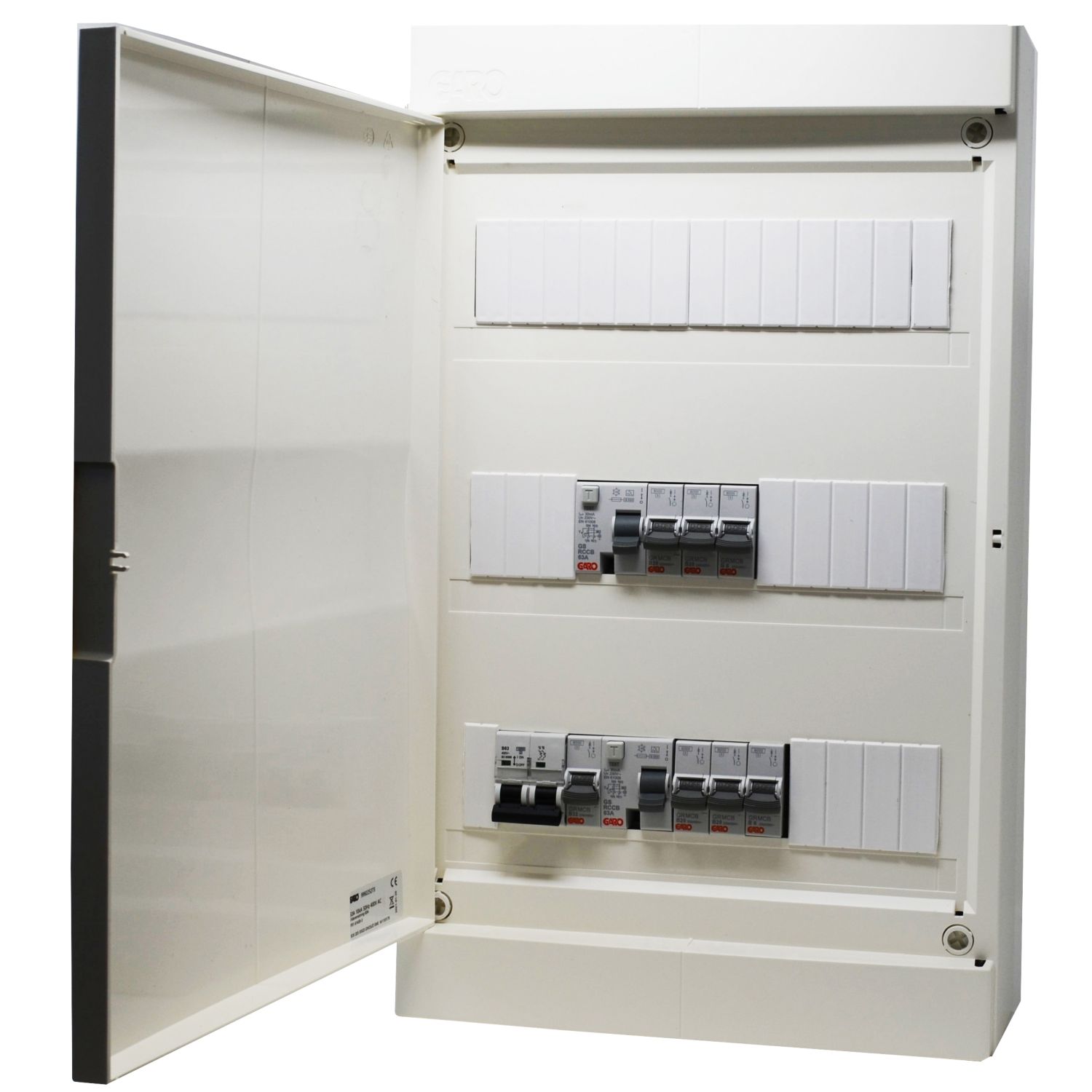 Garo G39B-7A 39-Module 7-Way Populated Dual RCD Consumer Unit (215PG)