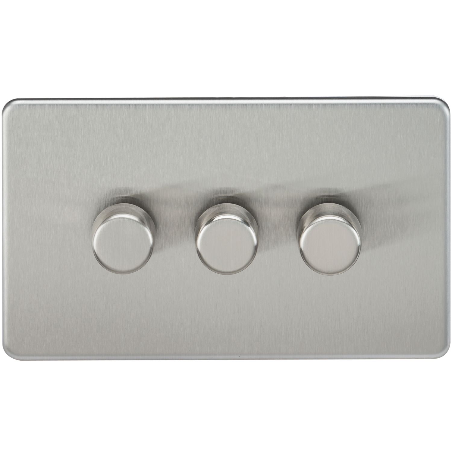 Knightsbridge 3-Gang 2-Way LED Intelligent Dimmer Switch Brushed Chrome (215PX)
