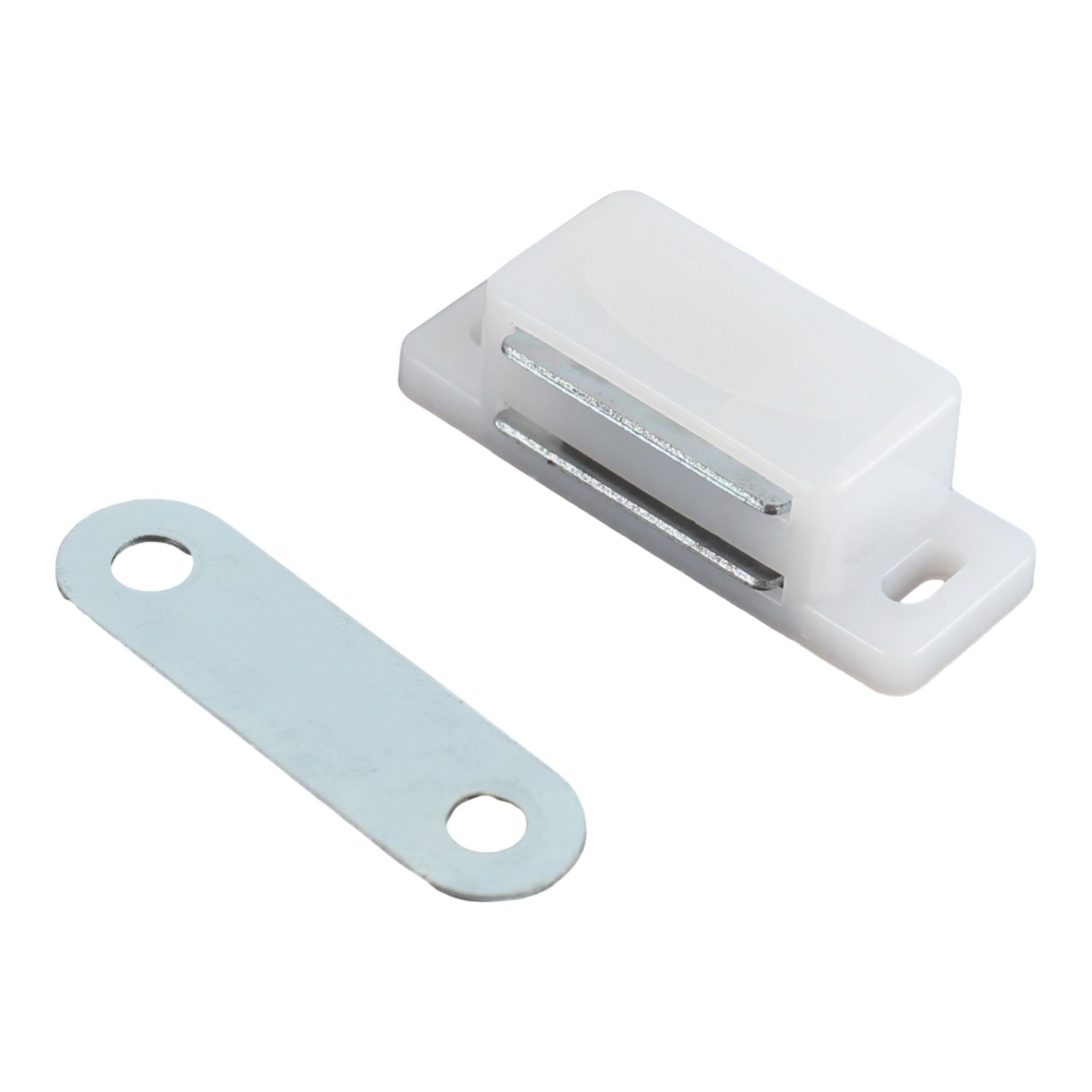Essentials 2-Hole Magnetic Cabinet Catch White 41mm x 16mm 25 Pack (215TA)