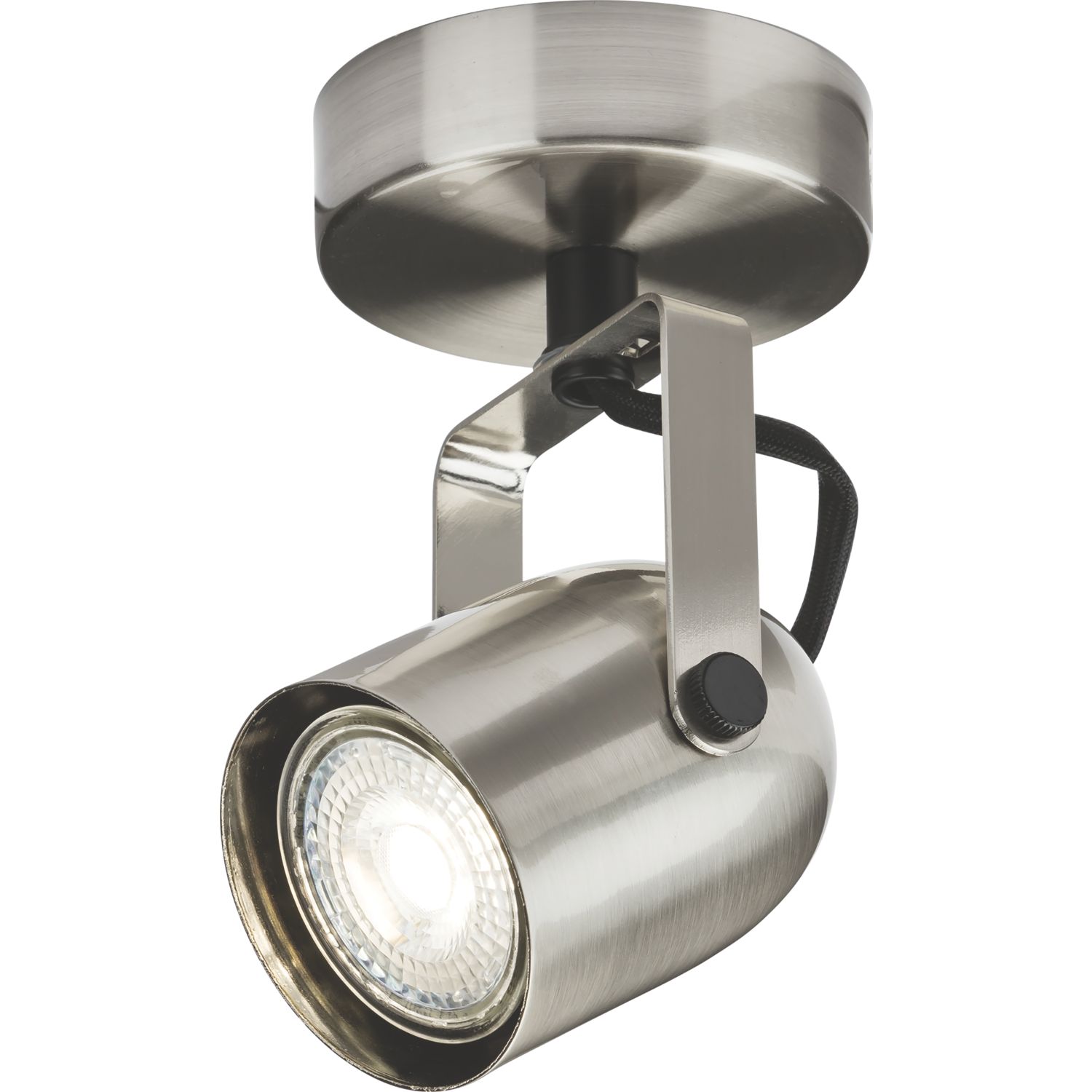 Knightsbridge Round 1-Light Single GU10 Wall & Ceiling Spotlight Brushed Chrome (216GA)