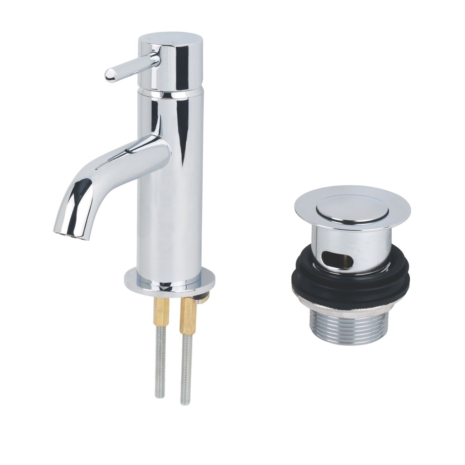 Swirl Ola Chrome 117mm Cloakroom Lever Mono Basin Mixer Tap With Clicker Waste (2215P)