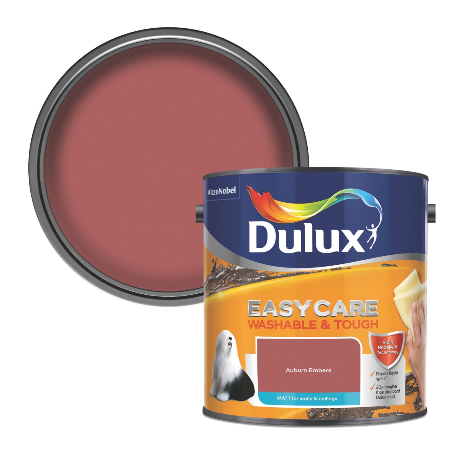 Dulux EasyCare Washable & Tough 2.5Ltr Auburn Embers Matt Emulsion Paint (221PJ)