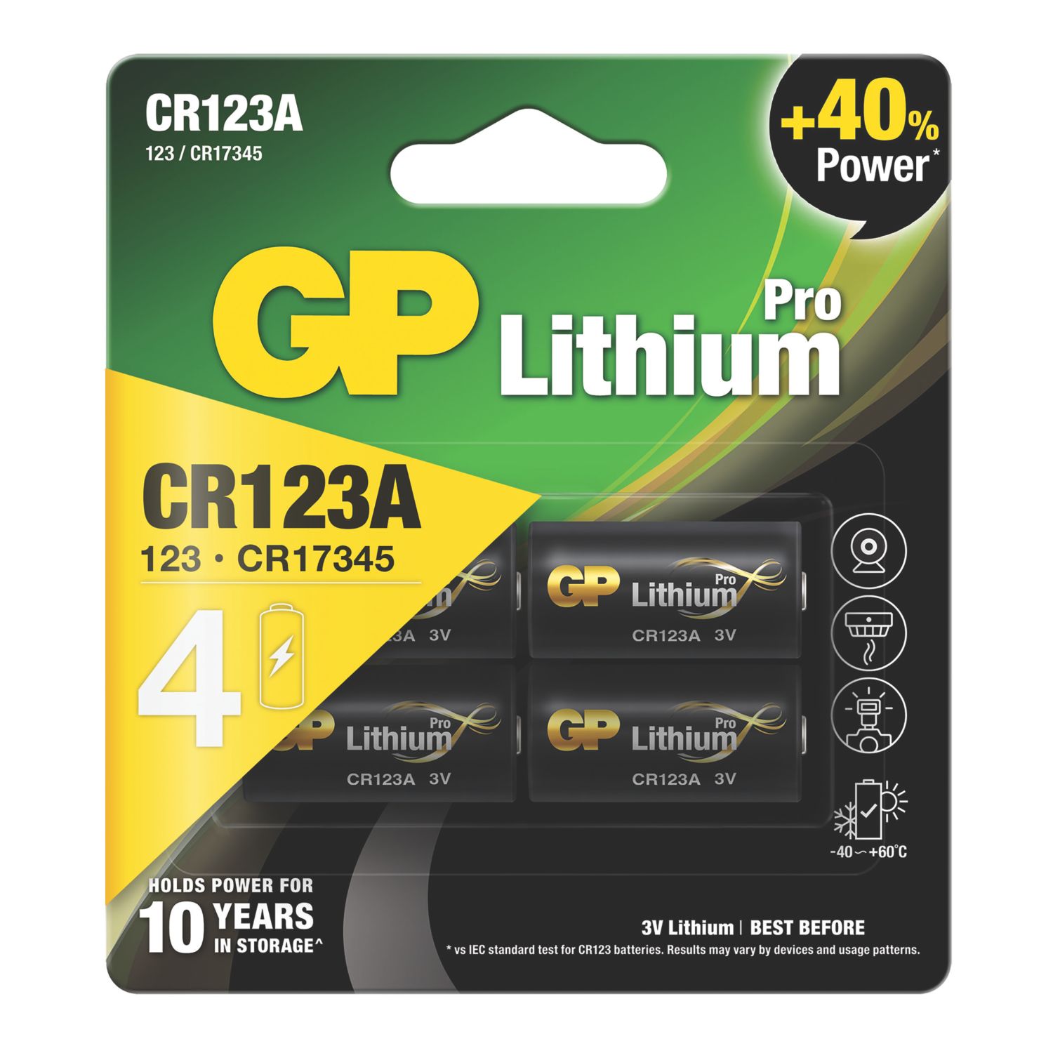 GP Batteries Pro CR123 3V Lithium Batteries 4 Pack (224RM)