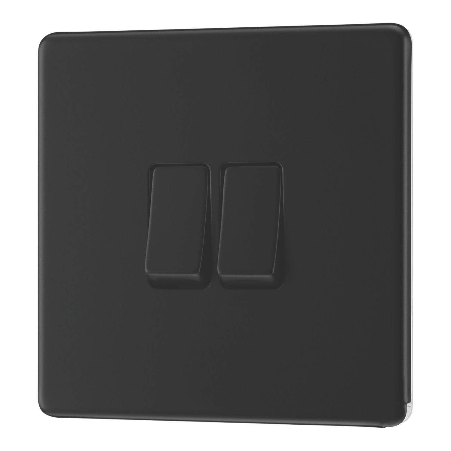 LAP 20A 16AX 2-Gang 2-Way Switch Matt Black with Colour-Matched Inserts (226PN)