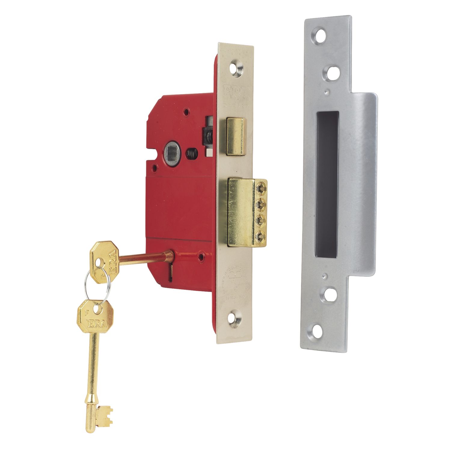 ERA Fire Rated Satin Nickel BS 5-Lever Mortice Sashlock 64mm Case - 44mm Backset (22716)