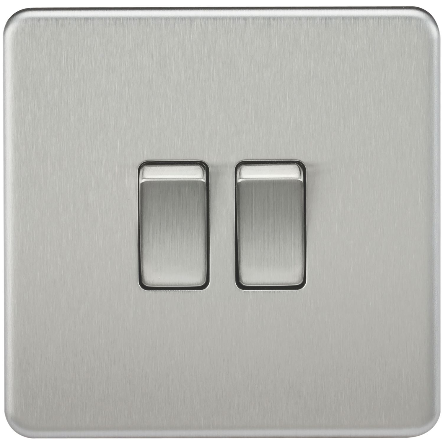 Knightsbridge 10AX 2-Gang 2-Way Light Switch Brushed Chrome (227TX)