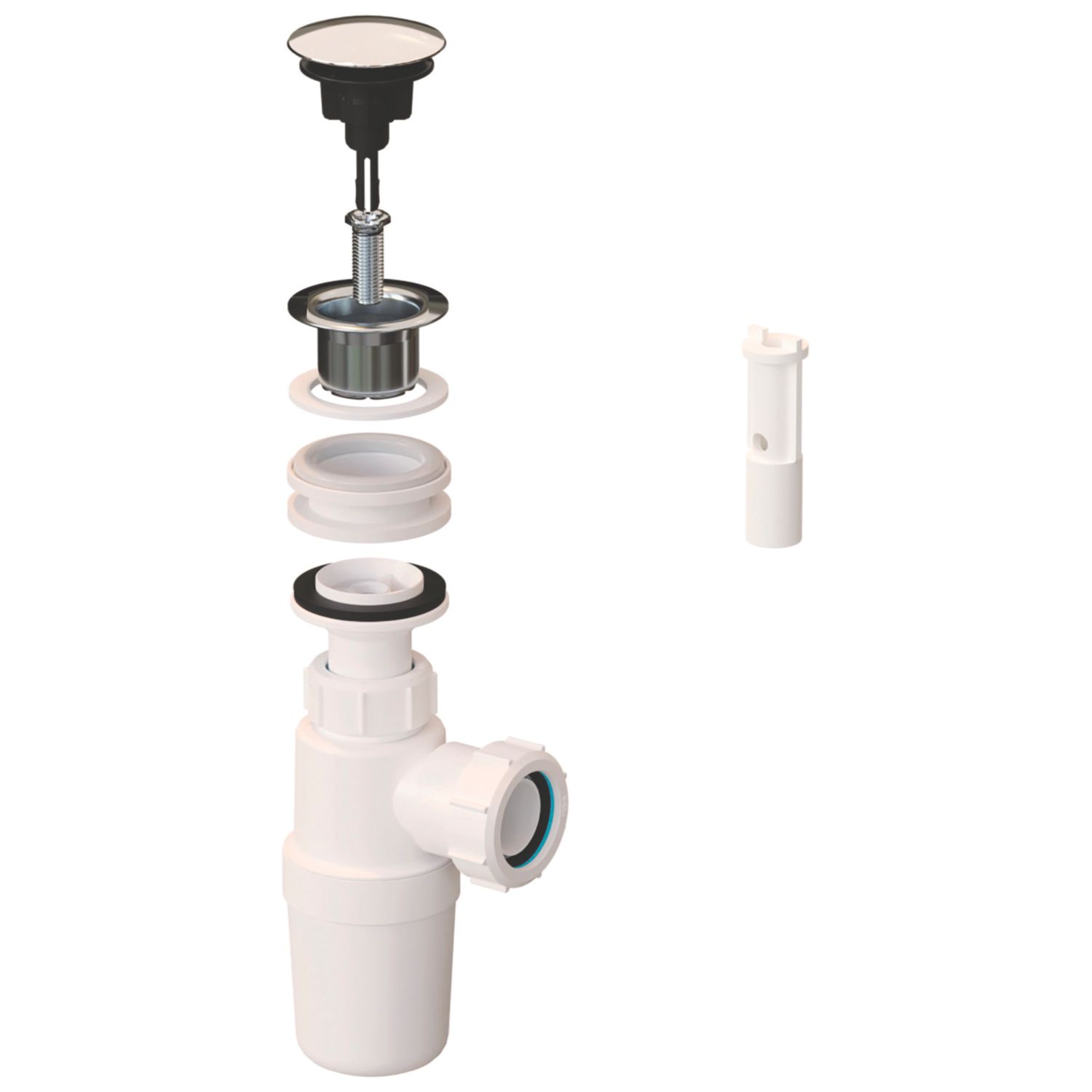 McAlpine Unslotted Pop Up All-in-One Basin Waste with Bottle Trap White 32mm (229CL)