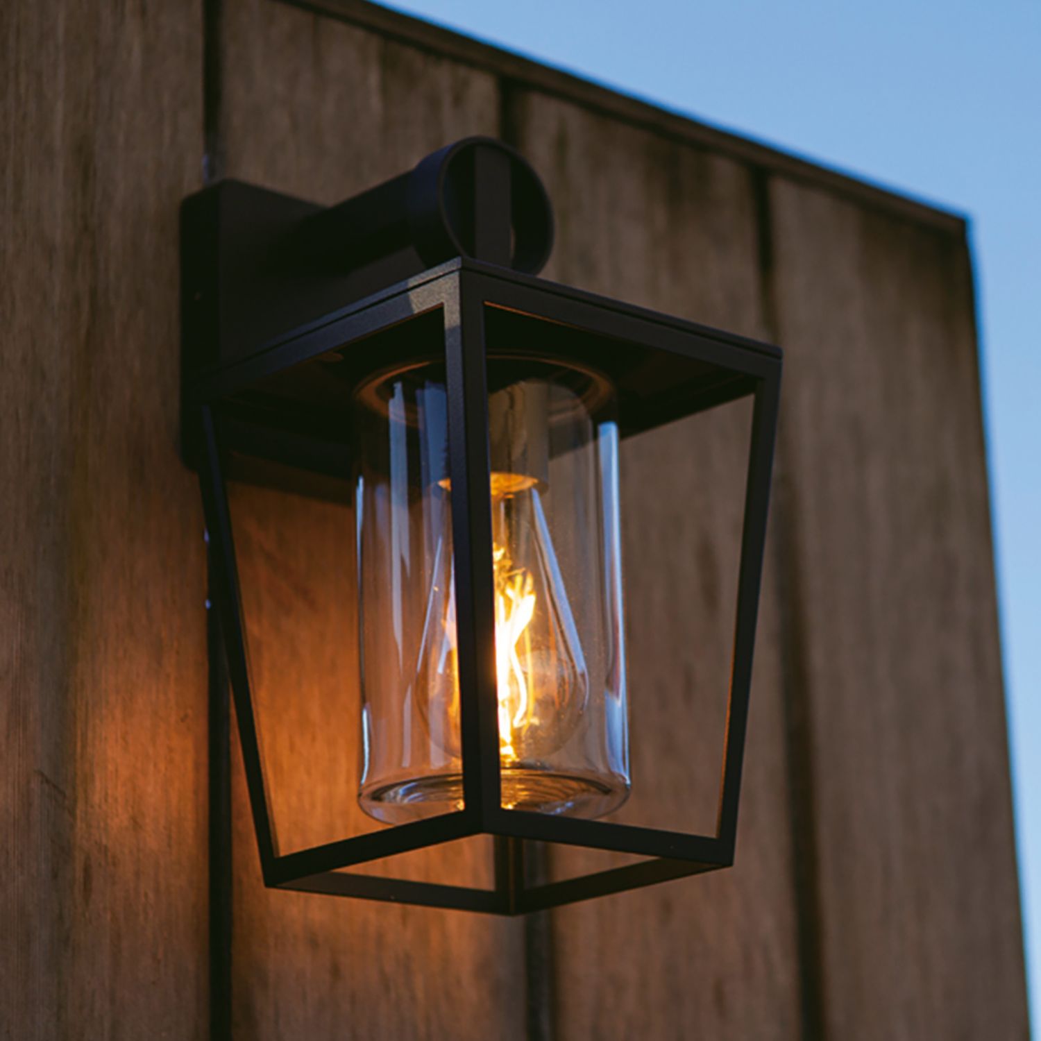 Lutec West Outdoor Lantern Wall Light Black (231AJ)