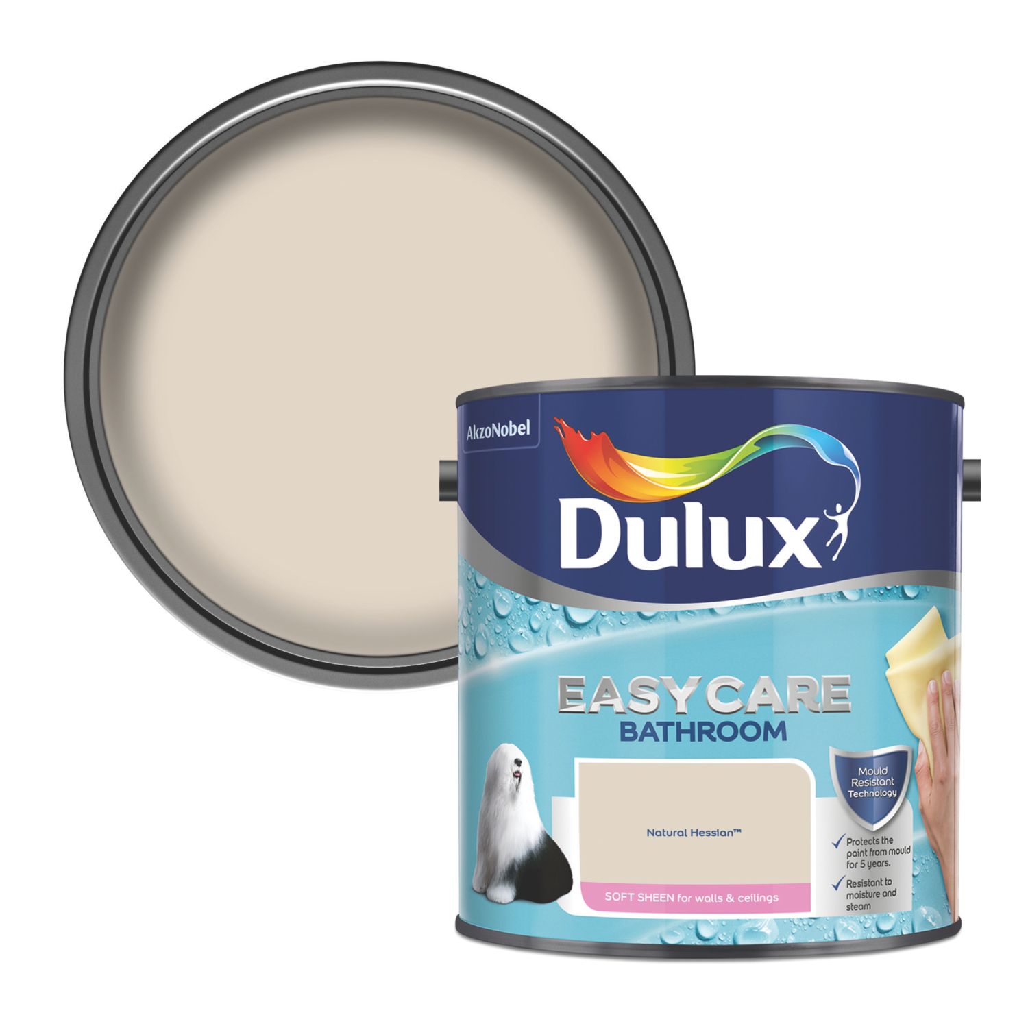 Dulux Easycare 2.5Ltr Natural Hessian Soft Sheen Emulsion Bathroom Paint (23243)