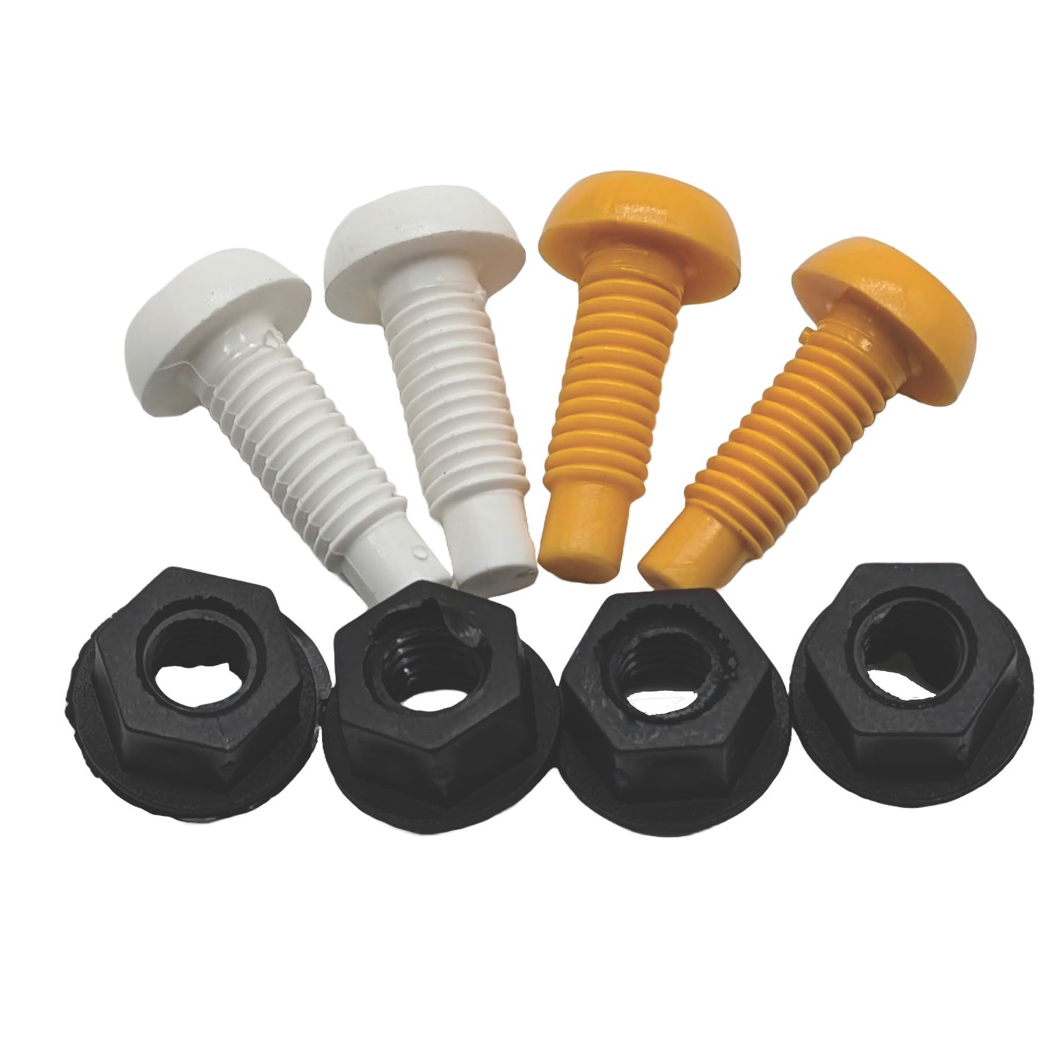 Pearl Consumables Slotted Yellow/White Number Plate Nylon Screws & Nuts 4 Piece Set (232YY)