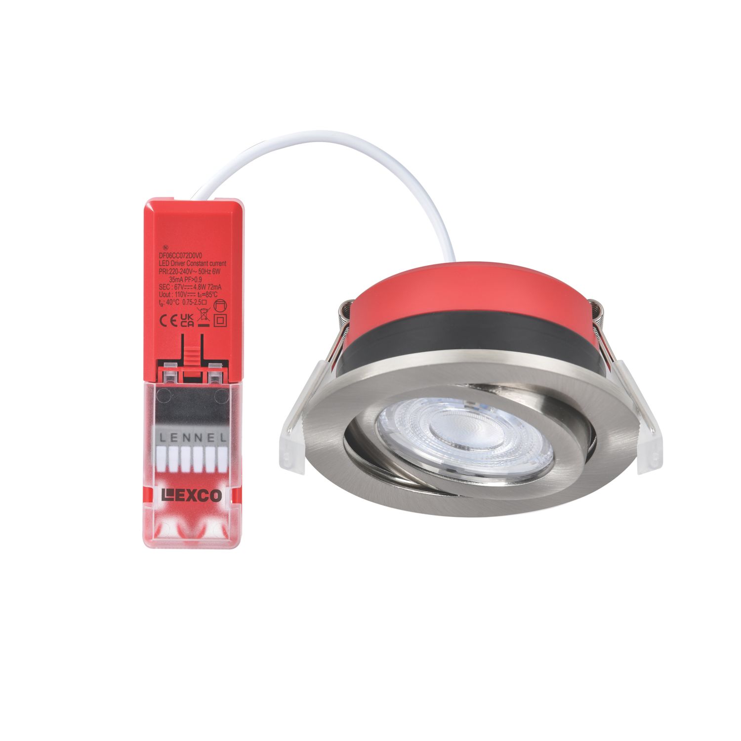 Lexco Tania Tilt Fire Rated LED Downlight Brushed Nickel 6W 600lm (233RE)