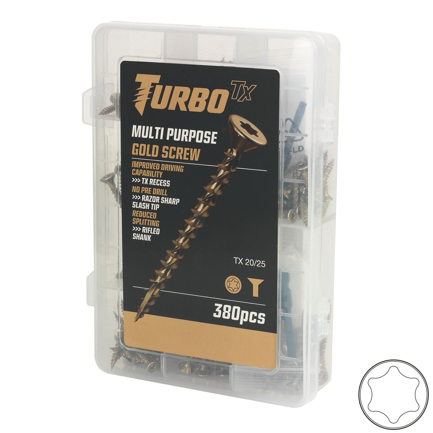 Turbo TX TX Double-Countersunk Multi-Purpose Screw Handy Pack 380 Pieces (233VV)
