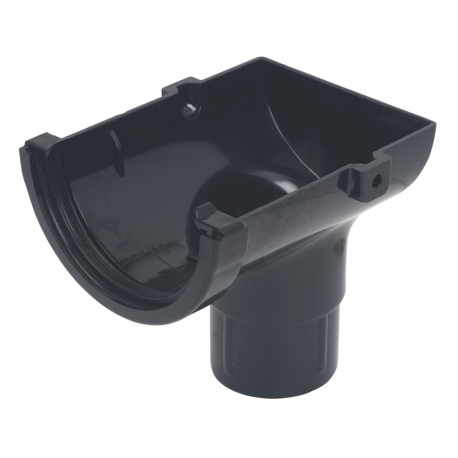 FloPlast MiniFlo uPVC Half Round Stop End Outlet Black 76mm x 50mm (23655)