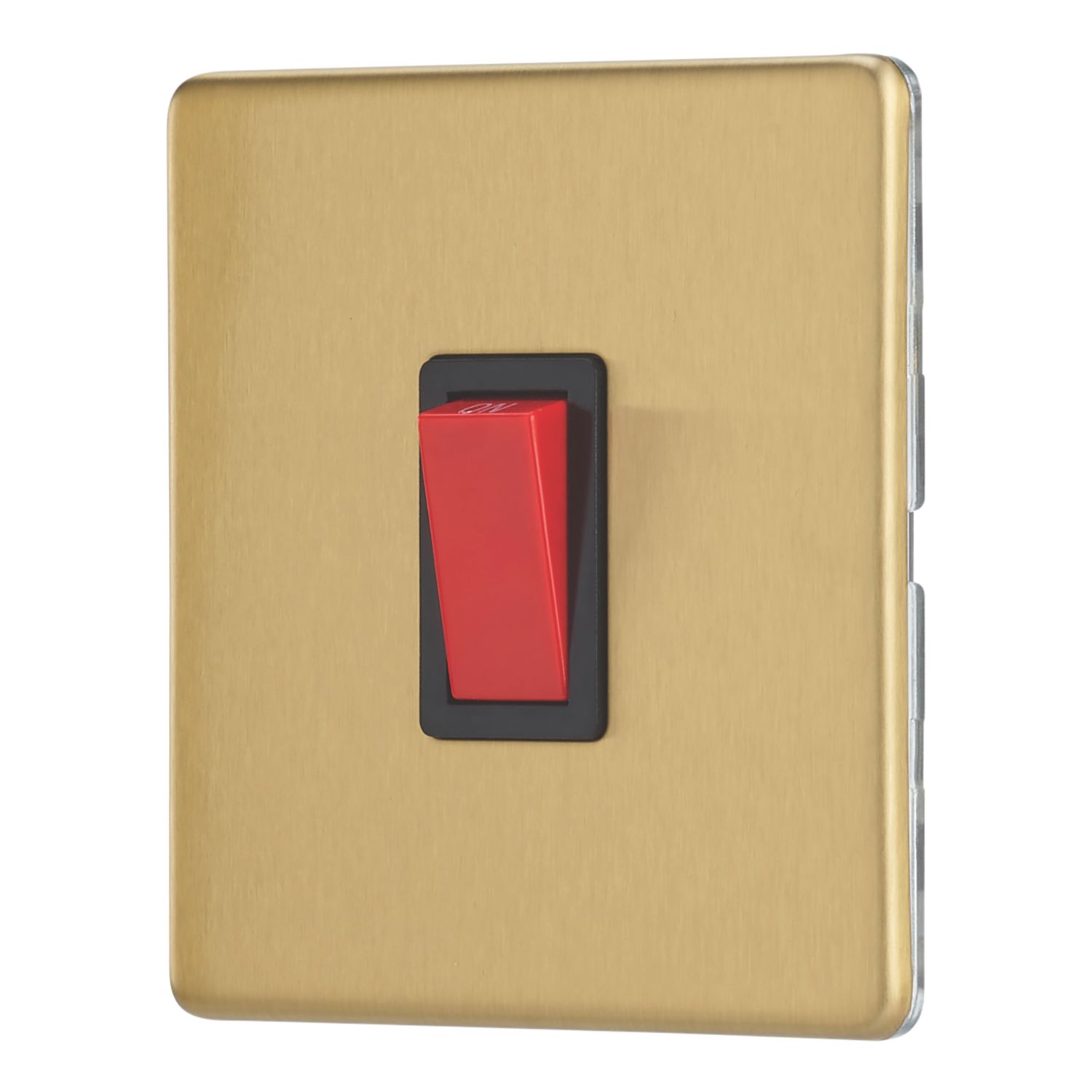 Contactum Lyric 32A 1-Gang DP Control Switch Brushed Brass with Black Inserts (237RP)