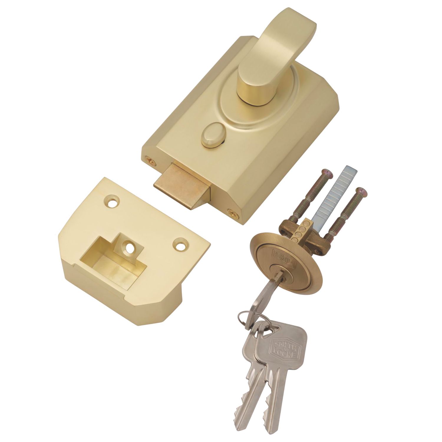 Smith & Locke Night Latch Brushed Brass 60mm Backset (238TE)