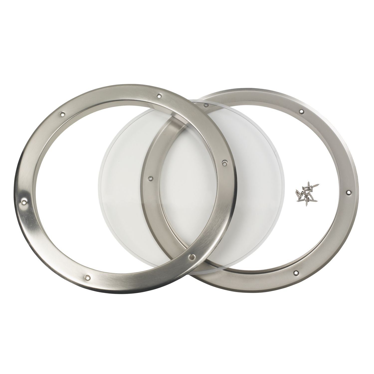 Mottez Round Porthole Vision Panel 390mm Brushed & Polished Steel (2406R)