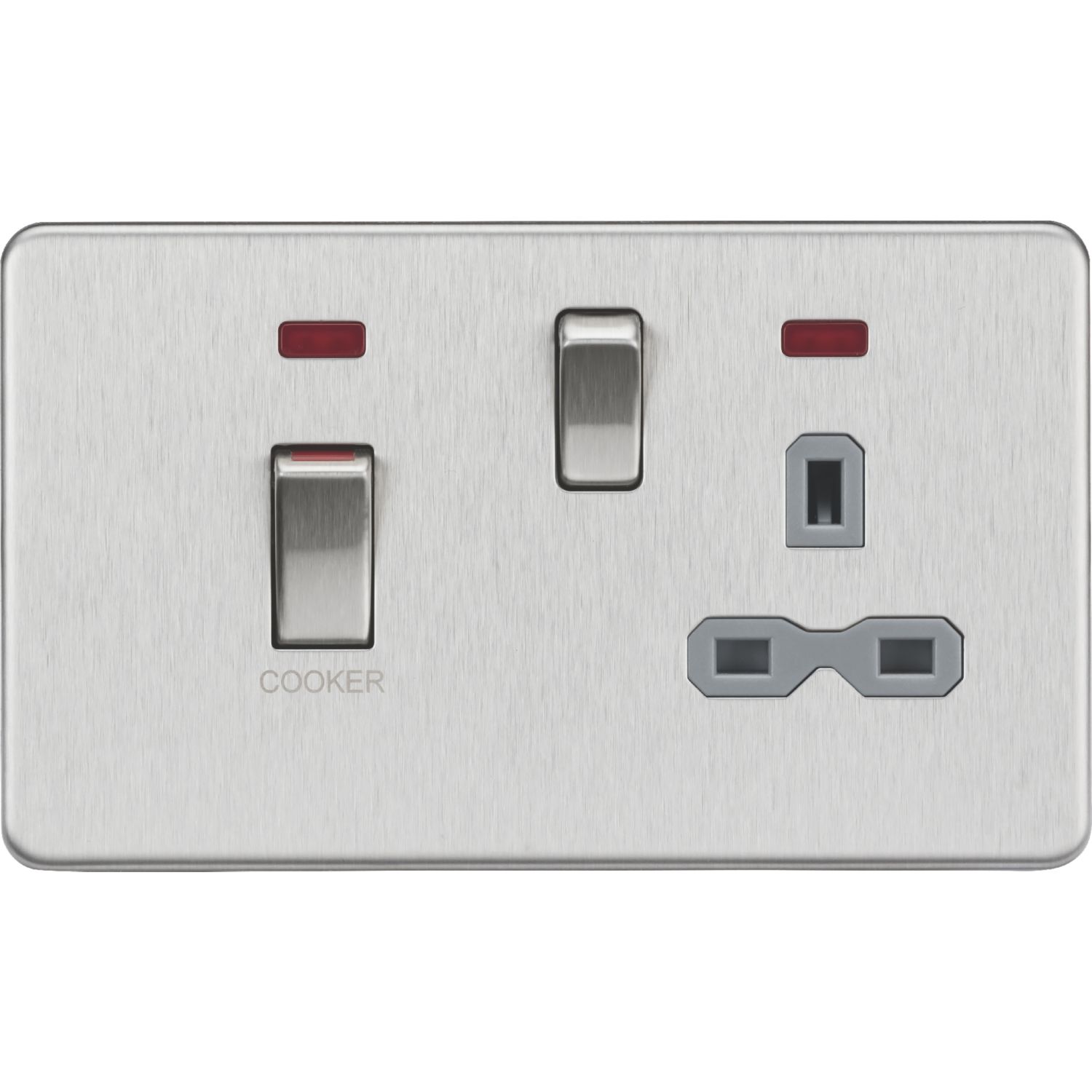 Knightsbridge 45A 2-Gang DP Cooker Switch & 13A DP Switched Socket Matt White with LED with Colour-Matched Inserts (241TY)