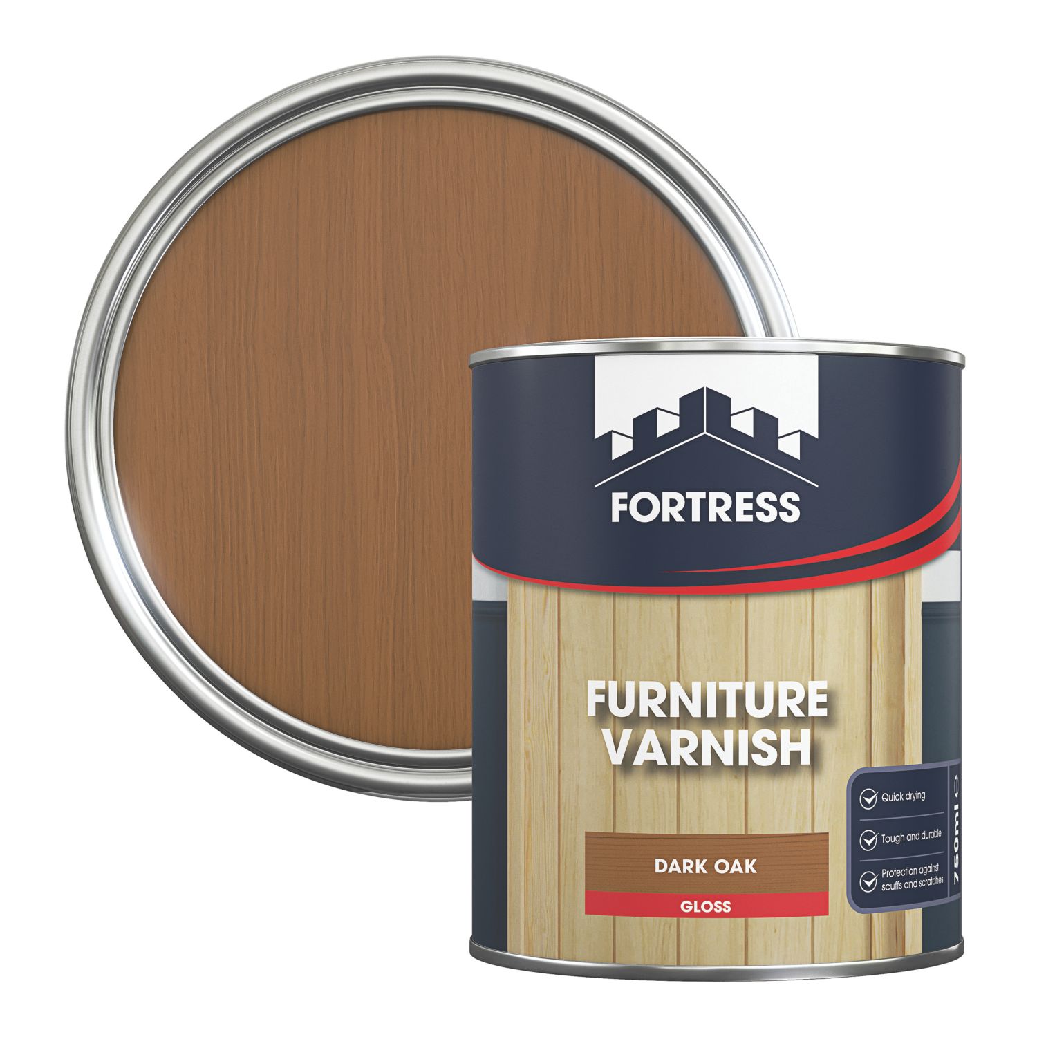 Fortress 750ml Dark Oak Gloss Water-Based Interior Furniture Varnish (244JM)