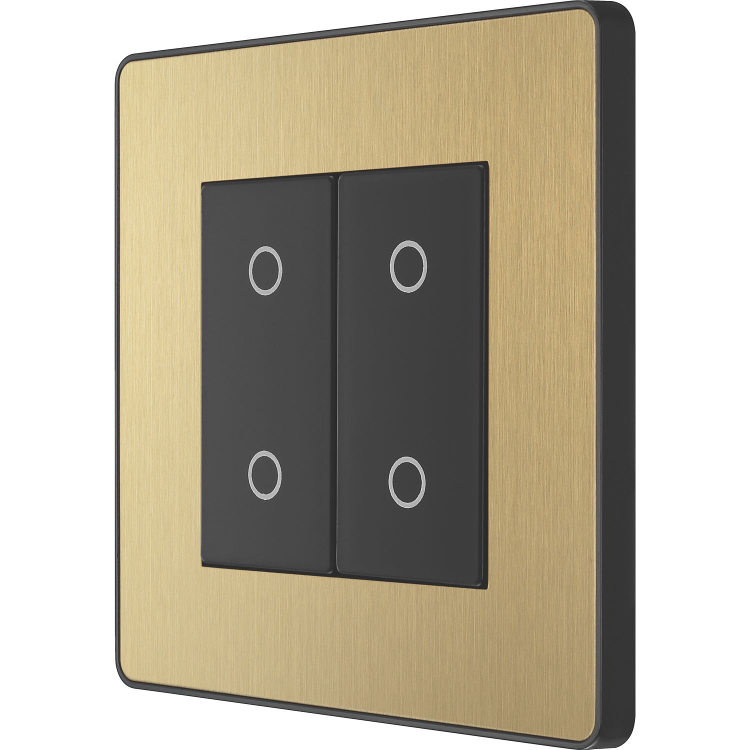 British General Evolve 2-Gang 2-Way LED Double Secondary Touch Trailing Edge Dimmer Switch Satin Brass with Black Inserts (244PY)