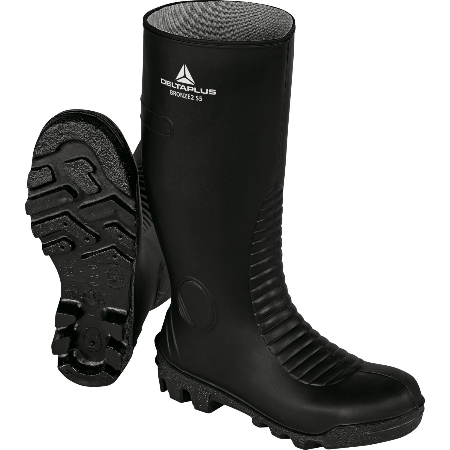 Delta Plus BRONS2S5N Size 8 Black Steel Toe Cap Safety Wellies (246PP)