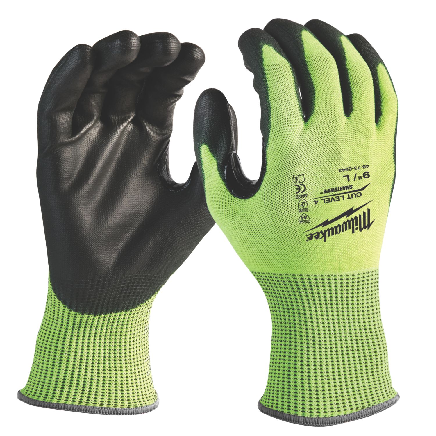 Milwaukee Hi-Vis Cut Level 4/D Gloves Fluorescent Yellow Large (247GC)