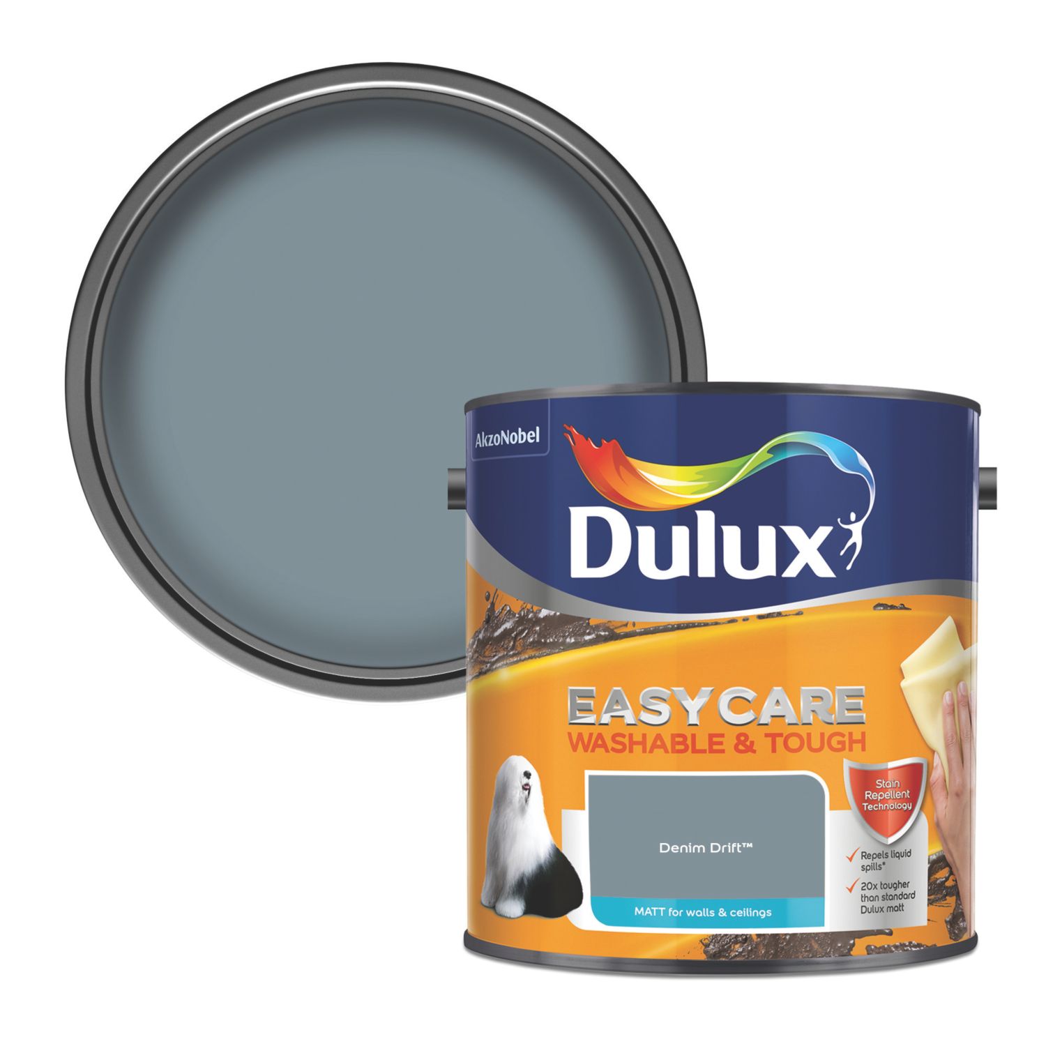 Dulux EasyCare Washable & Tough 2.5Ltr Denim Drift Matt Emulsion Paint (2484T)